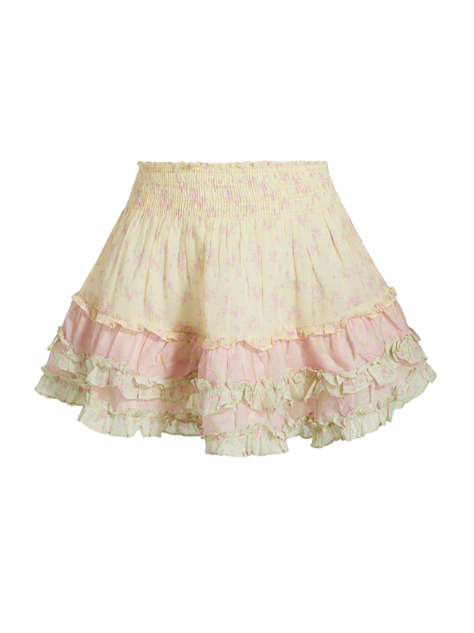 LoveShackFancy Women's Camellia Cotton Miniskirt - Taffy Twist