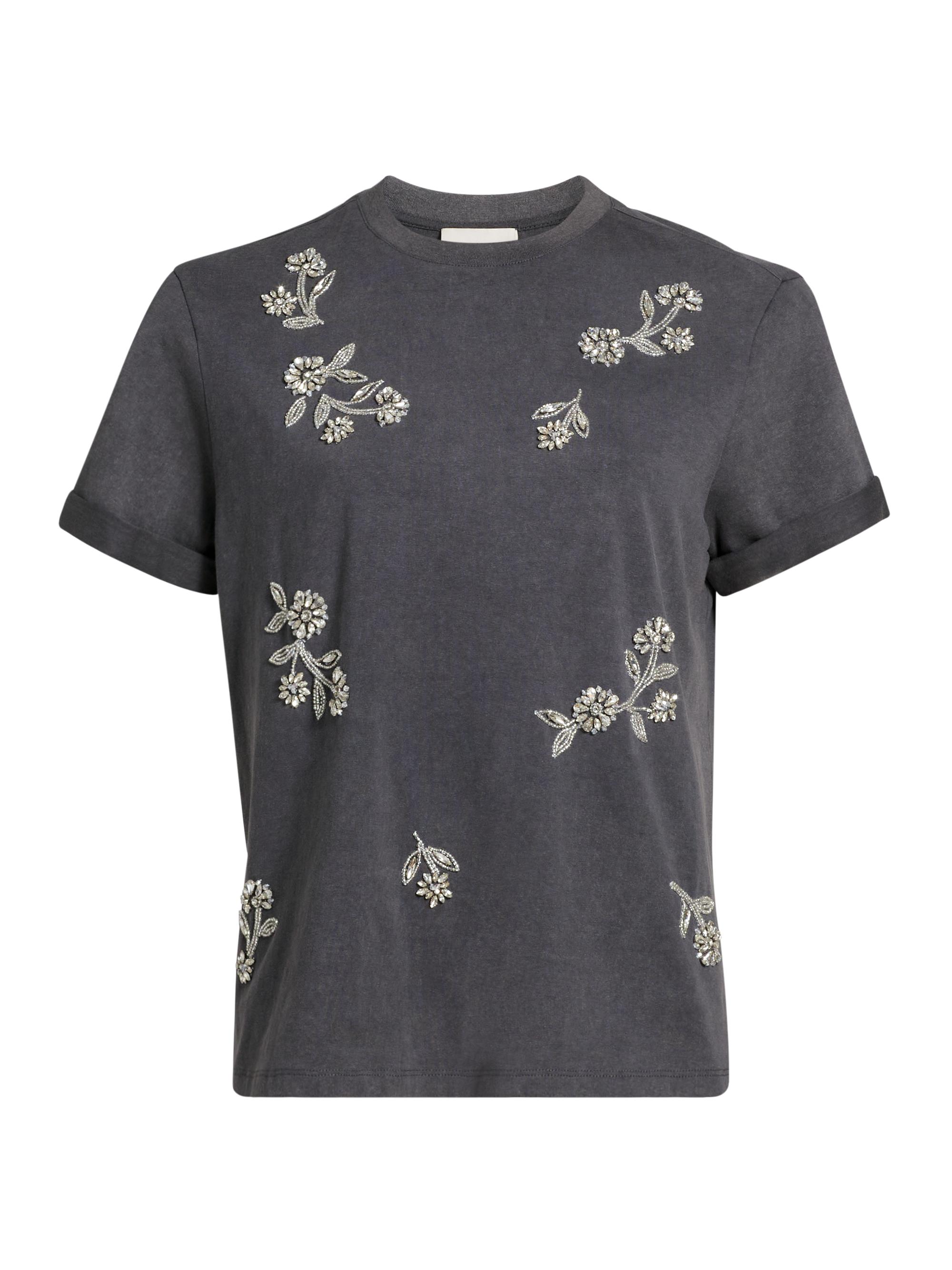 CINQ A SEPT Women's Diamond Vines Washed Cotton T-Shirt - Washed Black