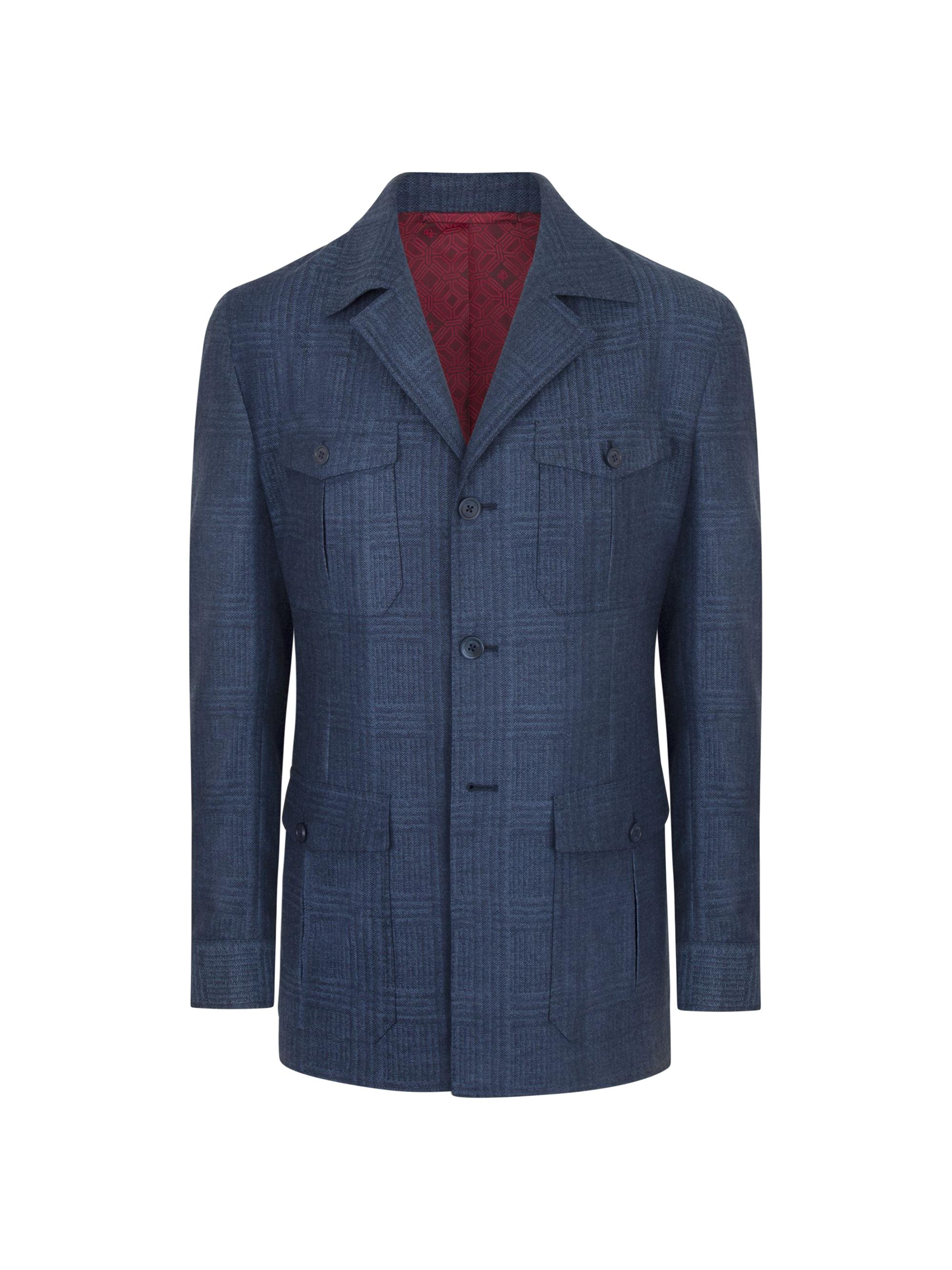 Stefano Ricci Men's Woven Jacket with 3 Buttons - Navy