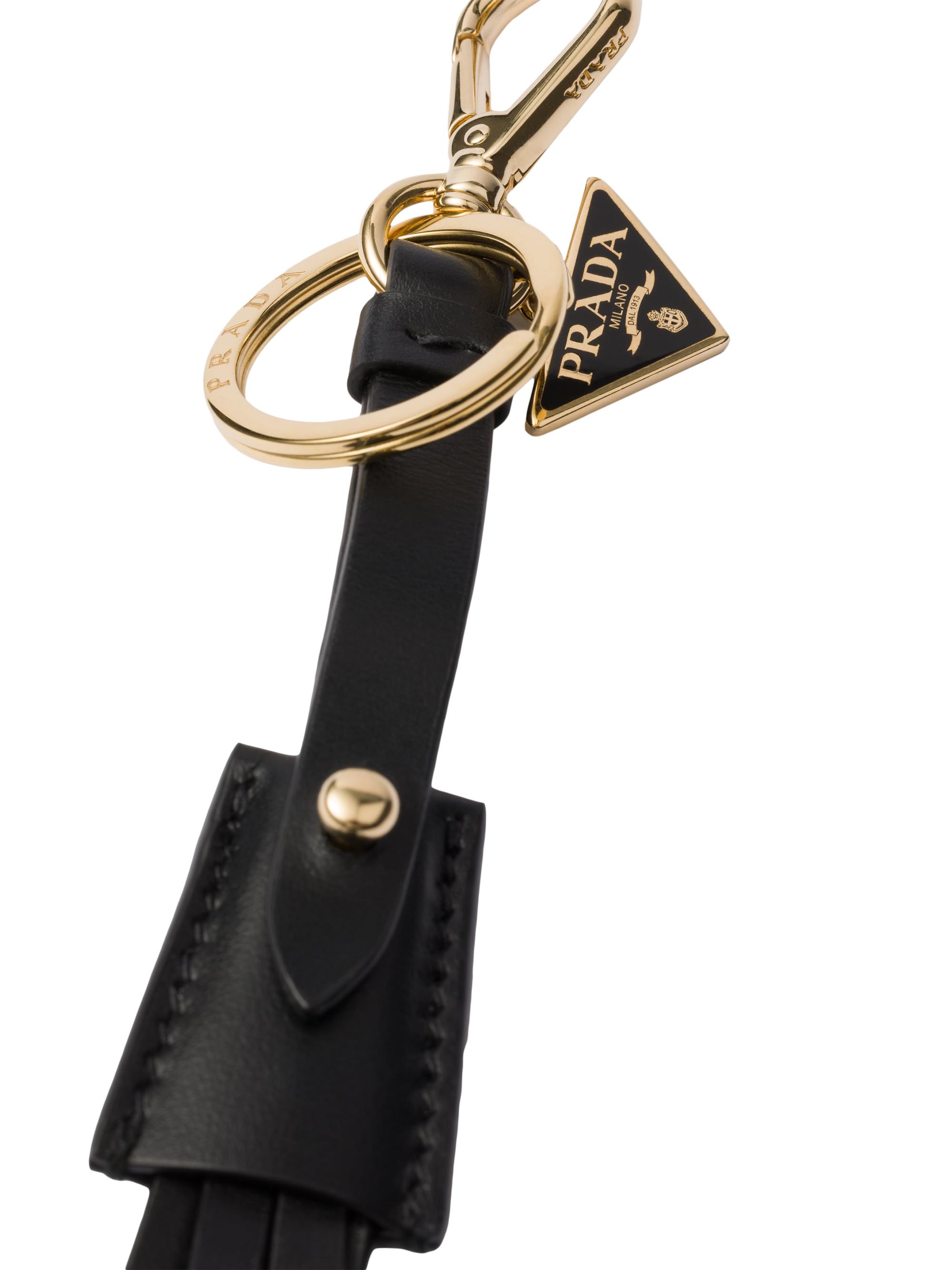 Prada Women's Leather Bag Charm - Black - side view in Black