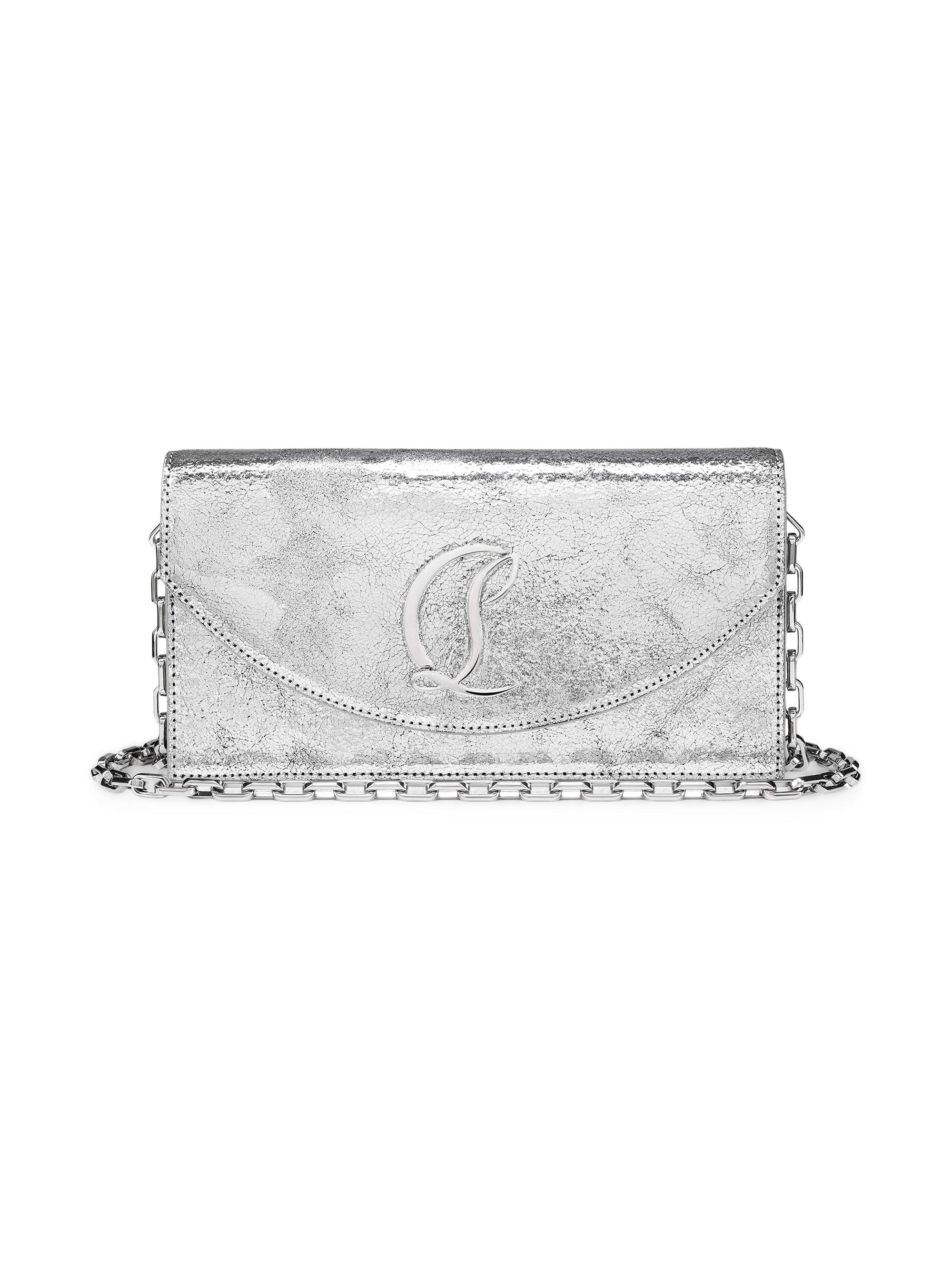 Christian Louboutin Women's Loubi54 Metallic Leather Clutch - Silver