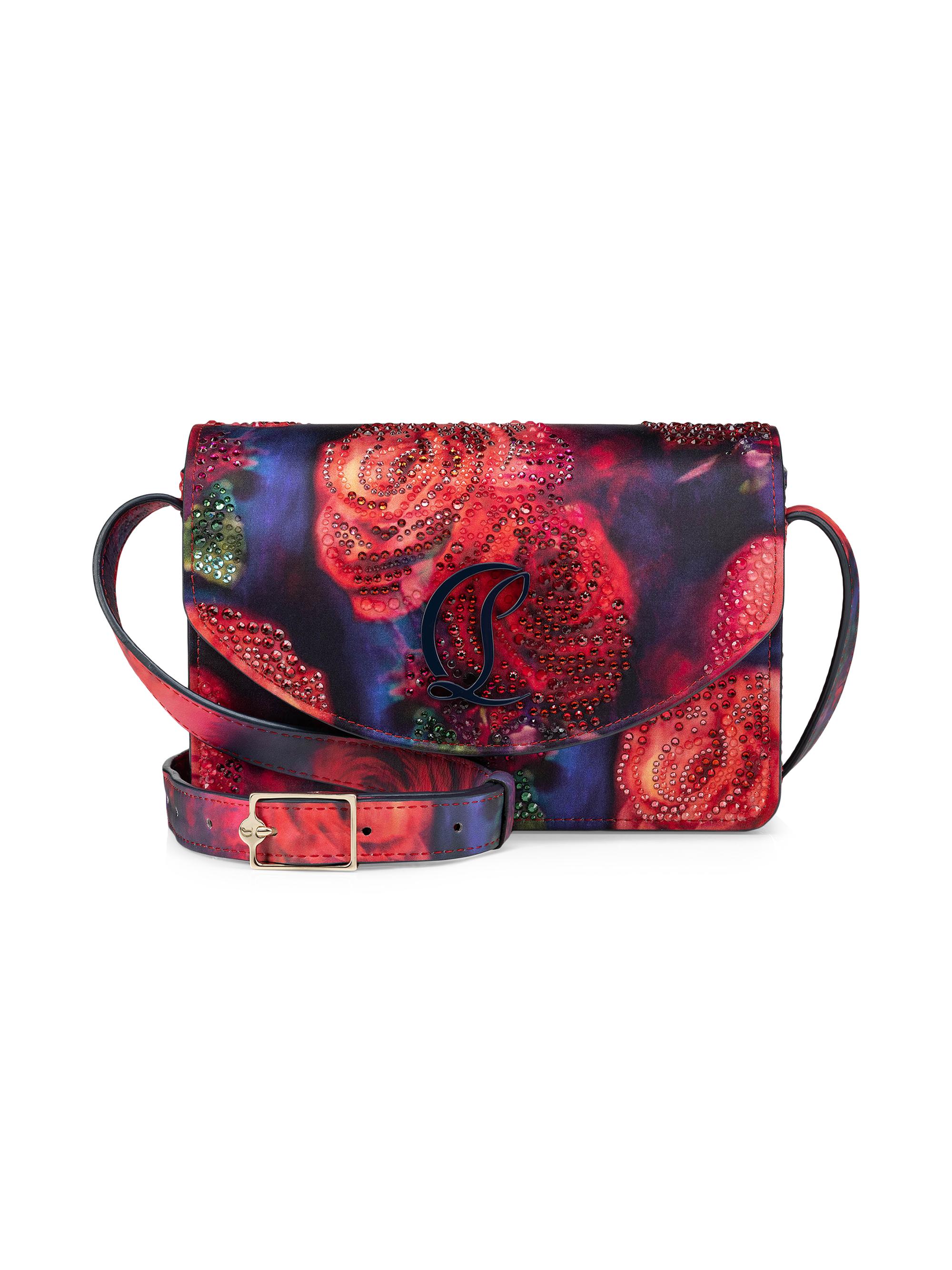 Christian Louboutin Women's Loubi54 Rose-Print Strass Satin Crossbody Bag - Multicolored