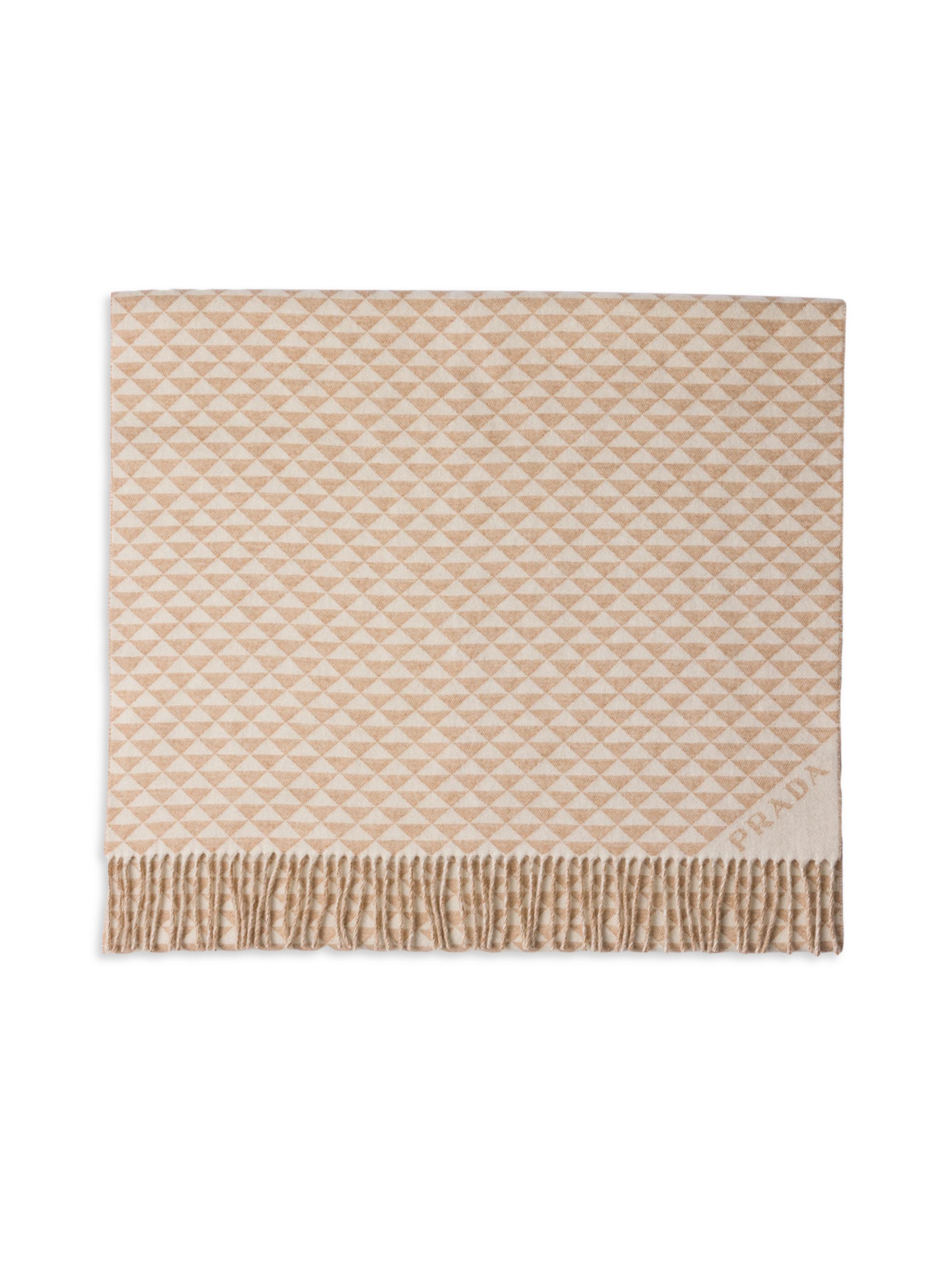 Prada Women's Symbole Double Wool and Cashmere Stole - Beige Khaki