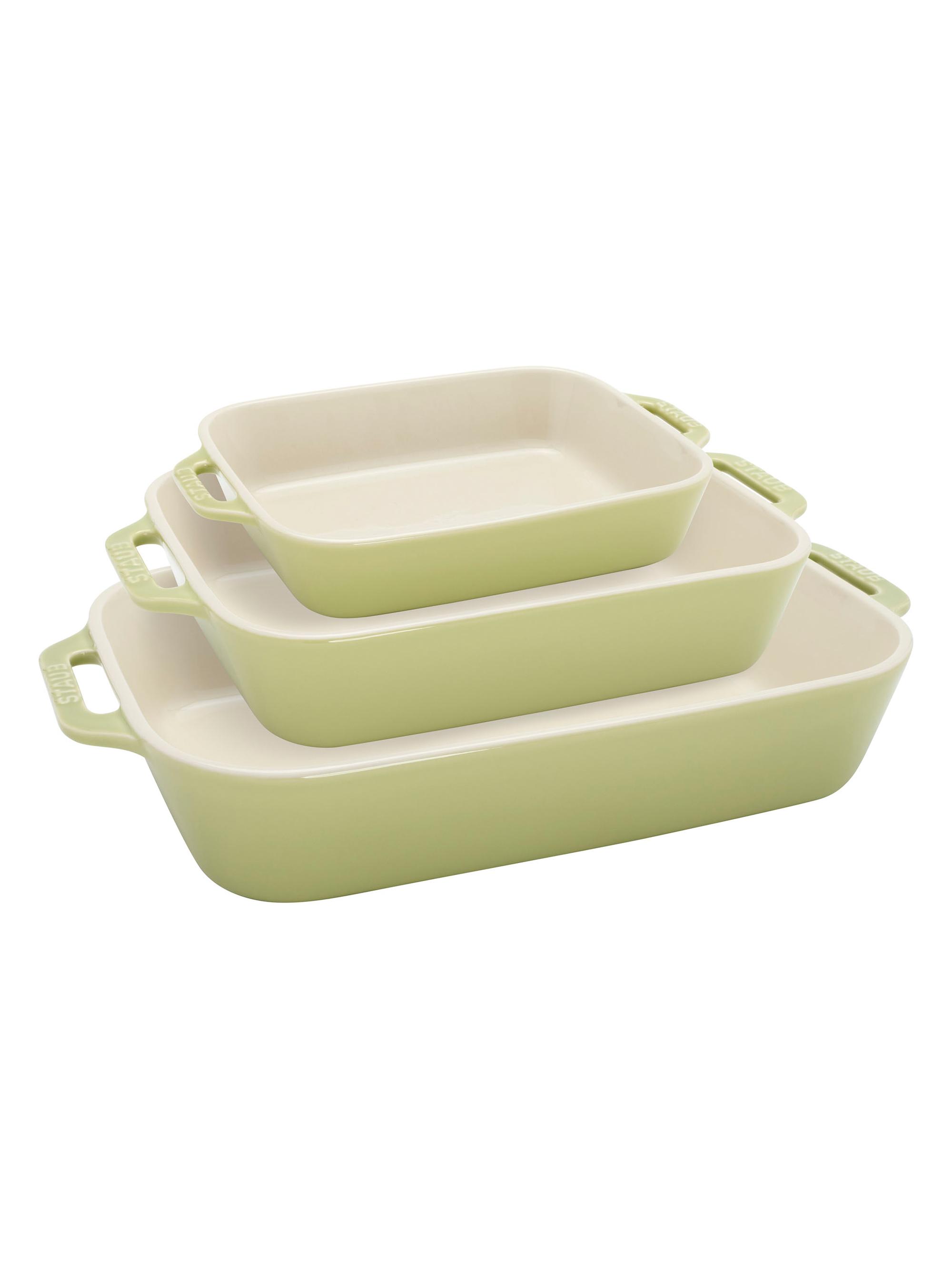 Staub Ceramic 3-Piece Rectangular Baking Dish Set - Green