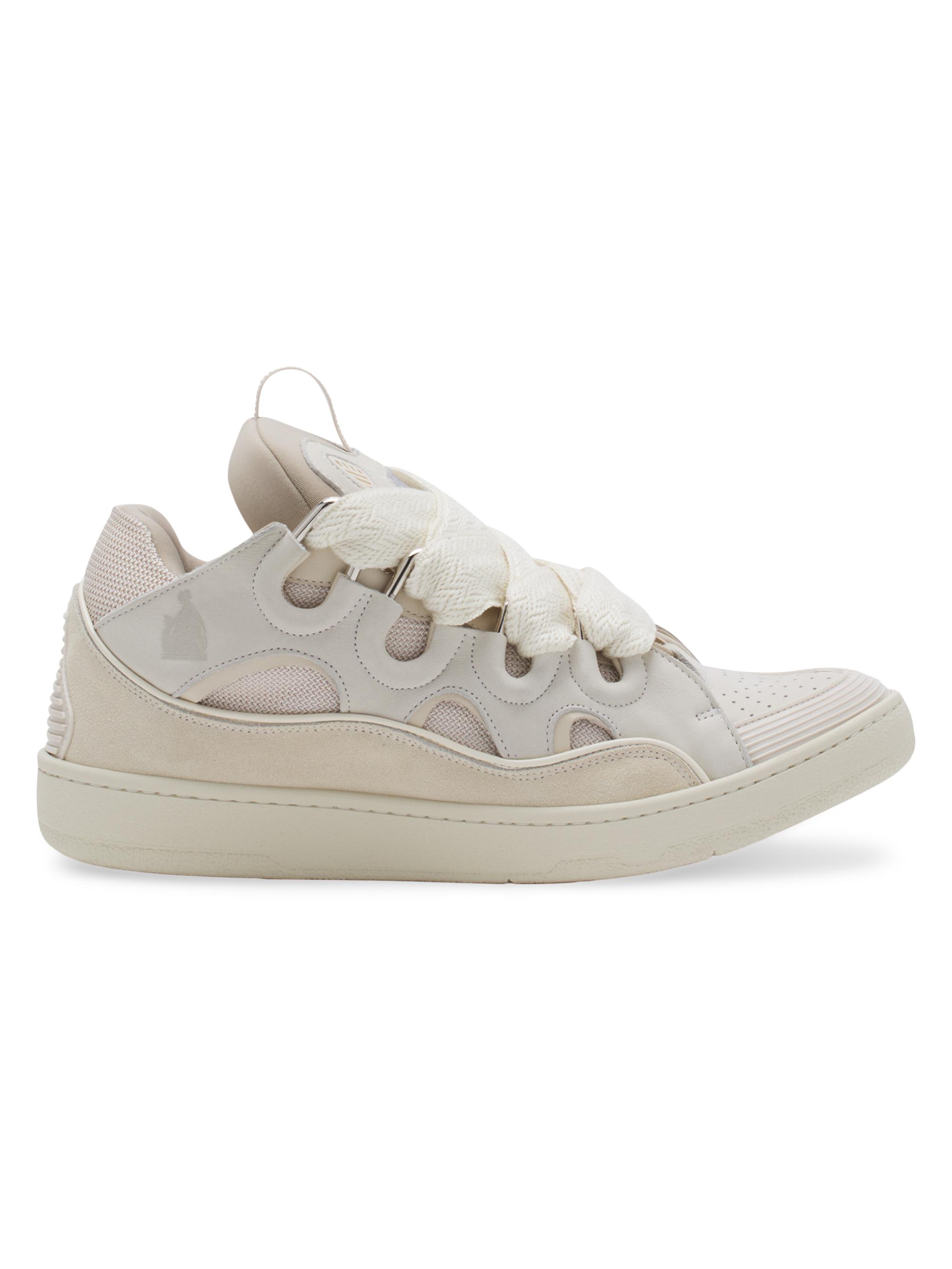 Lanvin Men's Leather Curb Sneakers - Peach