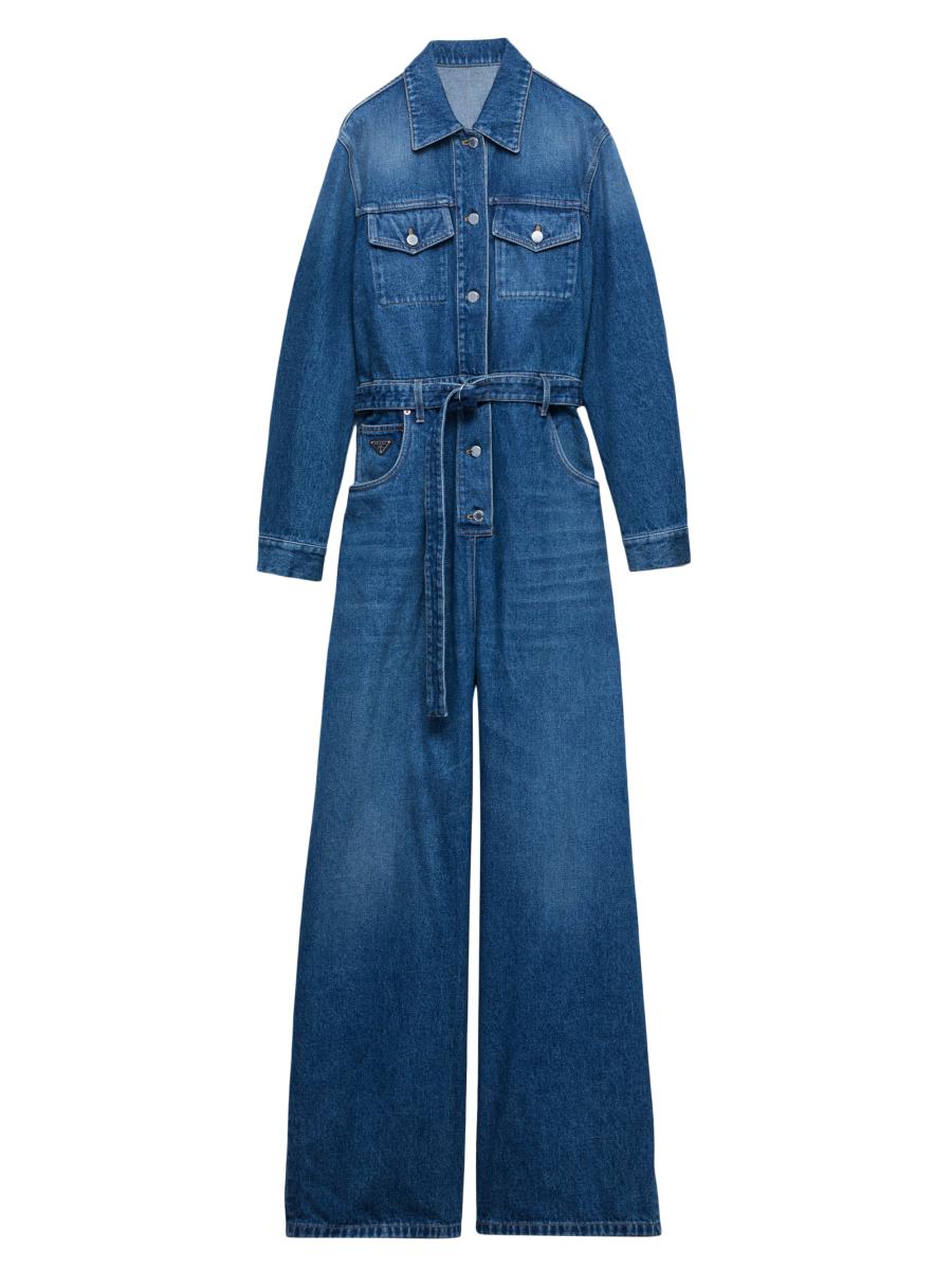 【送料無料】 PRADA Denim playsuit Prada Denim Playsuit In Blue | ModeSens