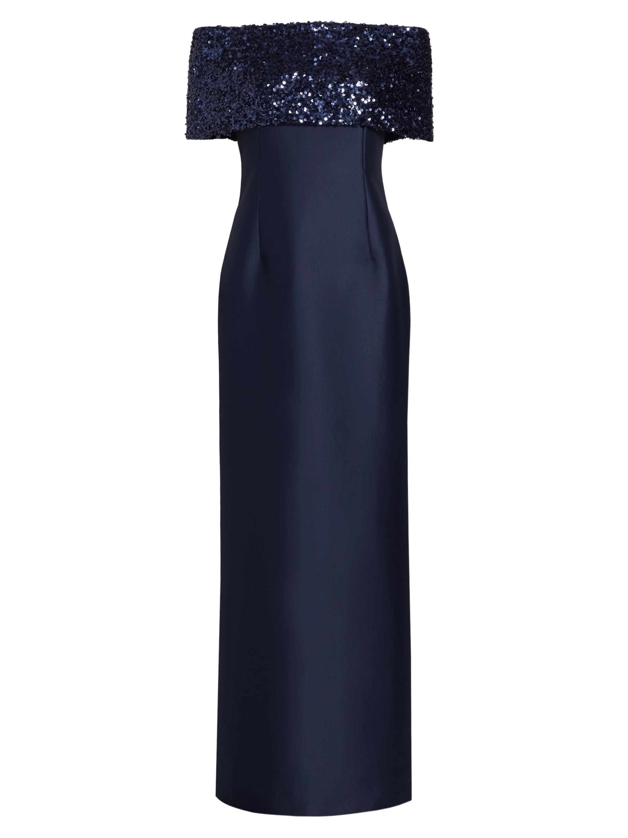 Sachin & Babi Women's Ada Sequined Neckline Column Gown - Midnight Poseidon