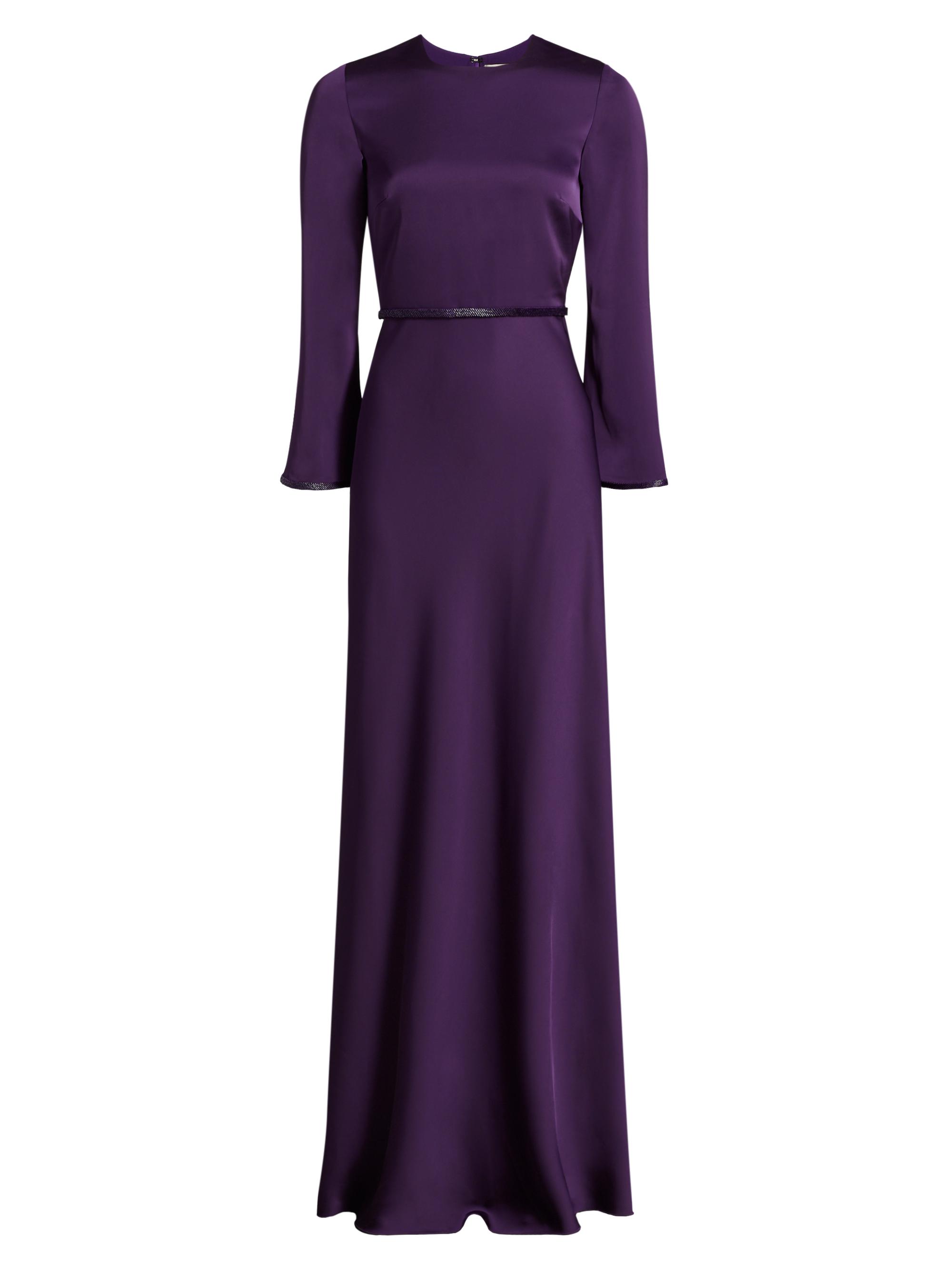 SACHIN BABI Alex Crpe Long-Sleeve A-Line Gown | Saks Fifth Avenue