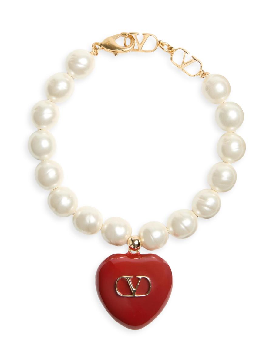 Valentino Garavani Coeur Royal Bracelet in Metal, Enamel and Beads