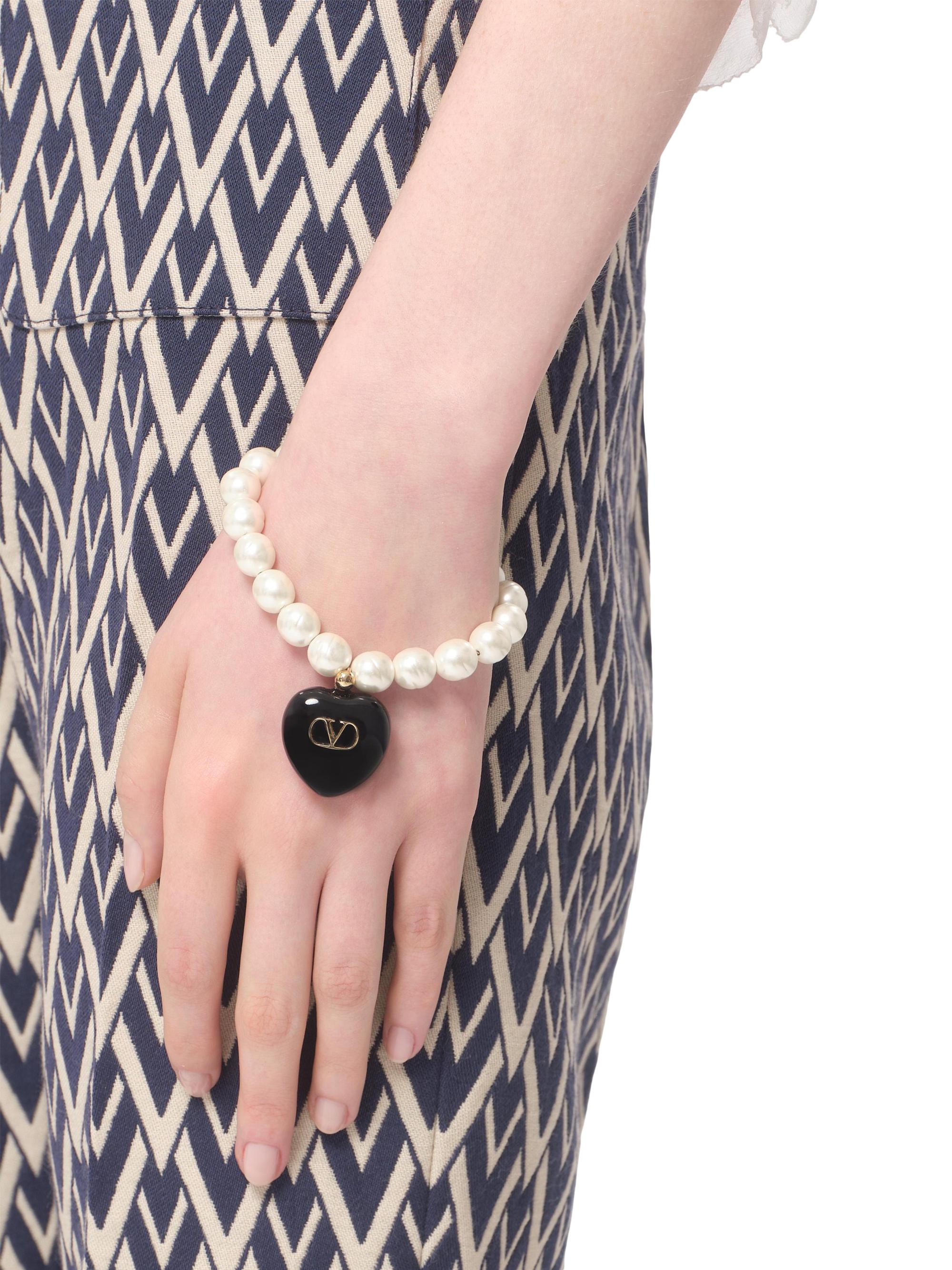 Valentino Garavani Coeur Royal Bracelet in Metal, Enamel and Beads