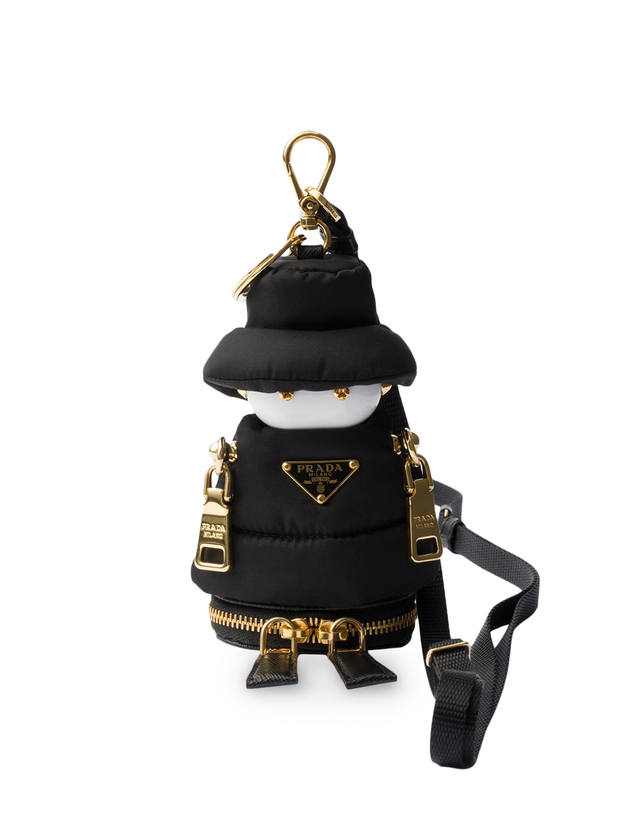 Prada Women's Re-Nylon Bag Pendant with Shoulder Strap - Black