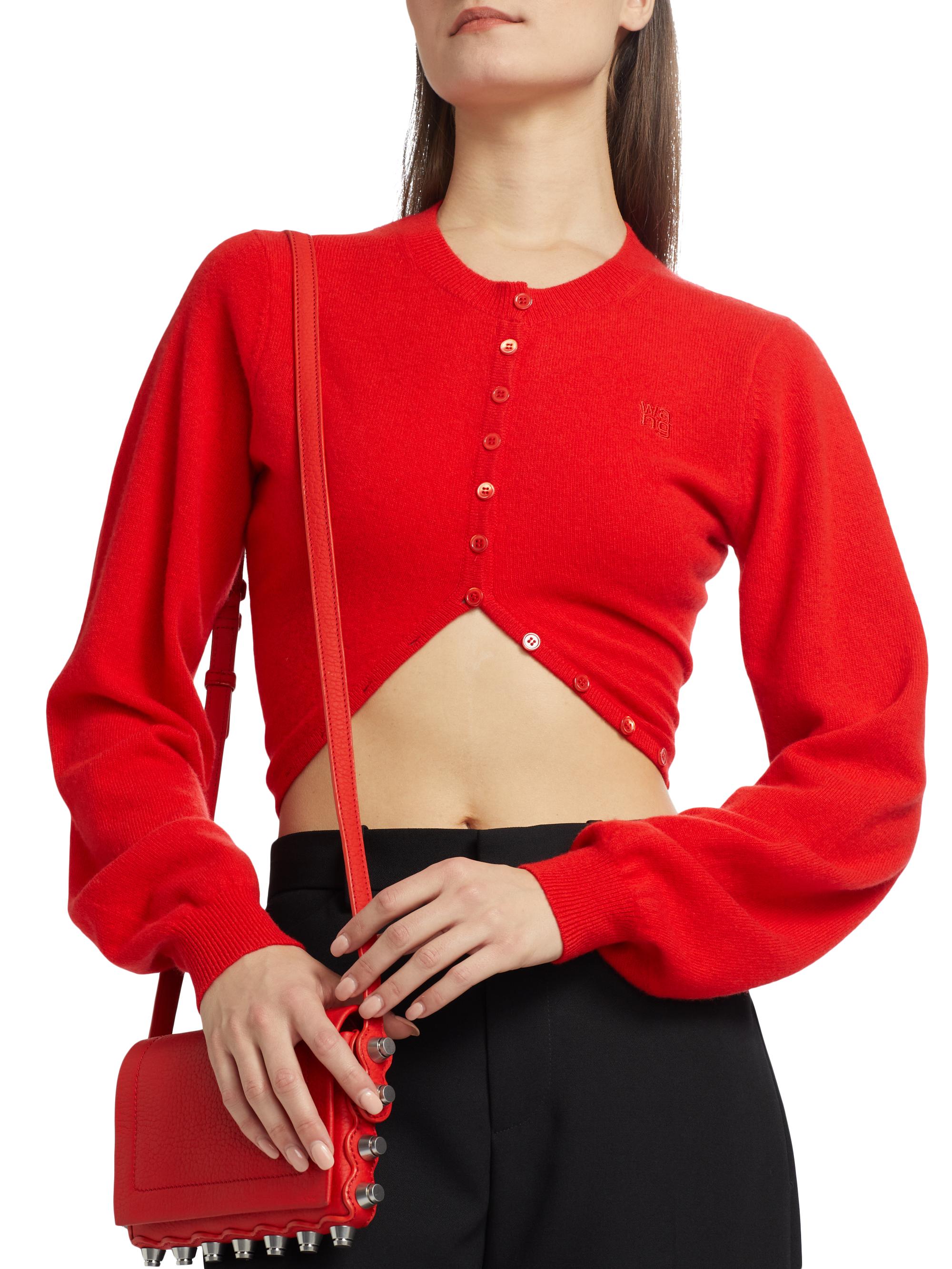 Alexander Wang Wool Split-Hem Crop Cardigan | Saks Fifth Avenue