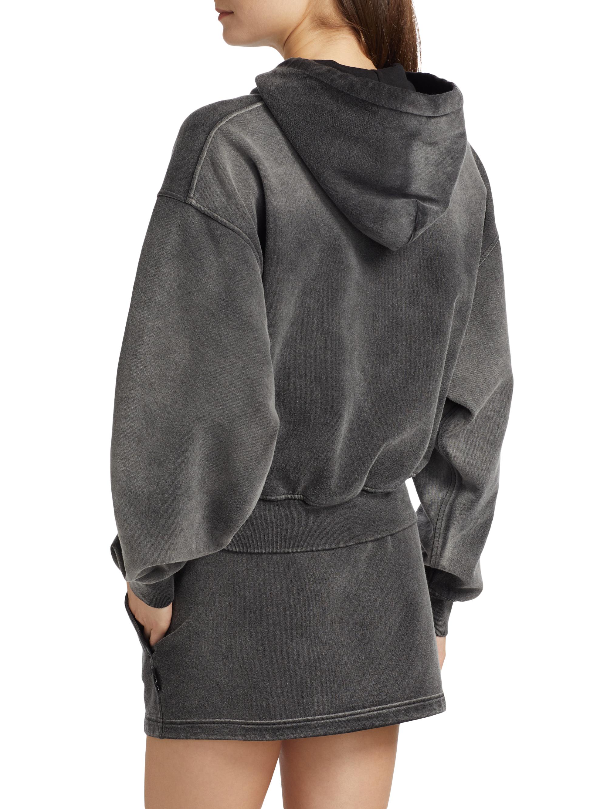 Alexander Wang Rhinestone-Embellished Terry Zip-Front Hoodie