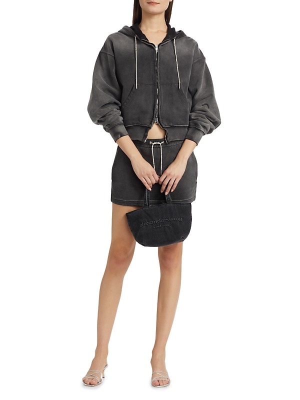 Shop Alexander Wang Rhinestone-Embellished Terry Zip-Front Shop Alexander Wang Rhinestone-Embellished Terry Zip-Front