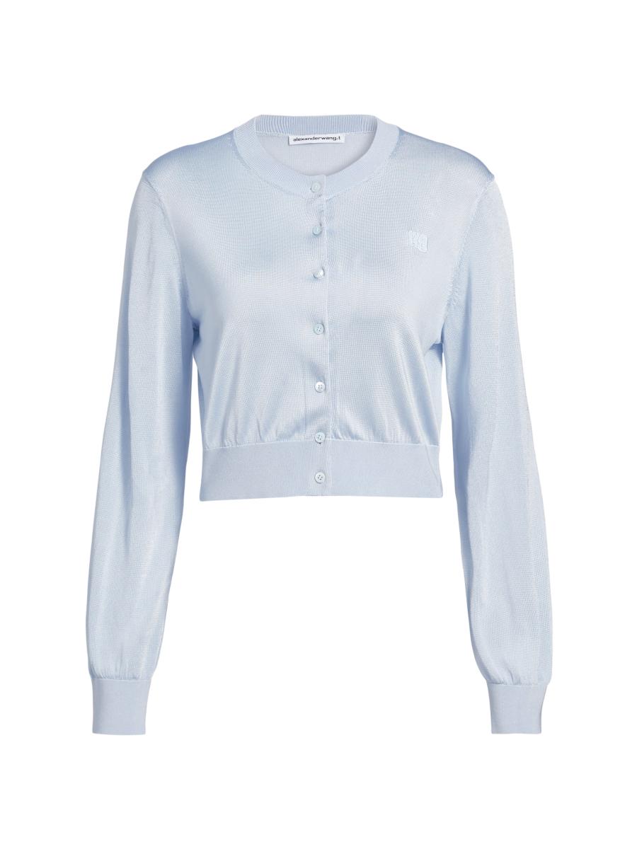 Alexander Wang Embroidered Logo Crop Cardigan | Saks Fifth