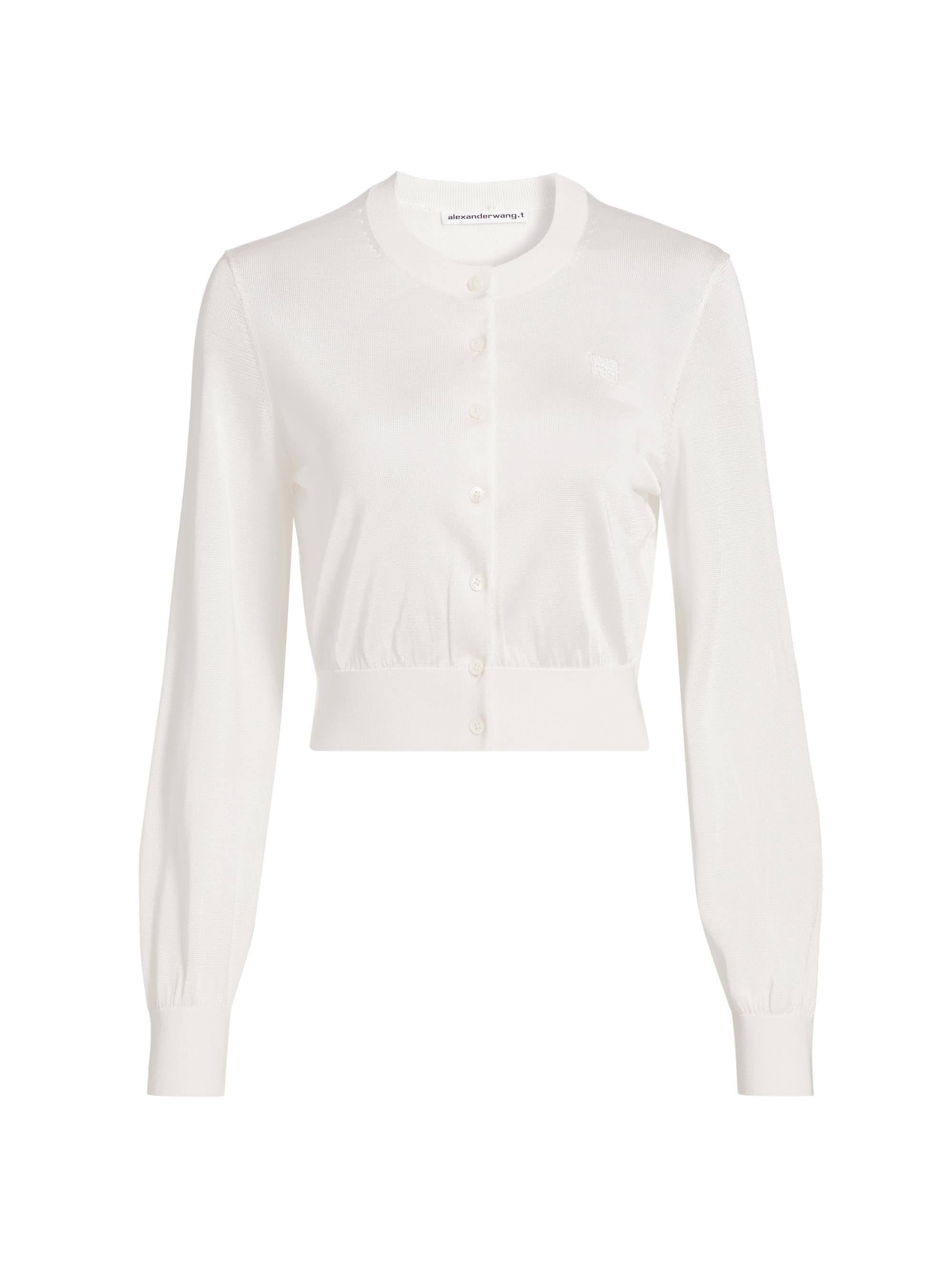 Alexander Wang Embroidered Logo Crop Cardigan | Saks Fifth Avenue