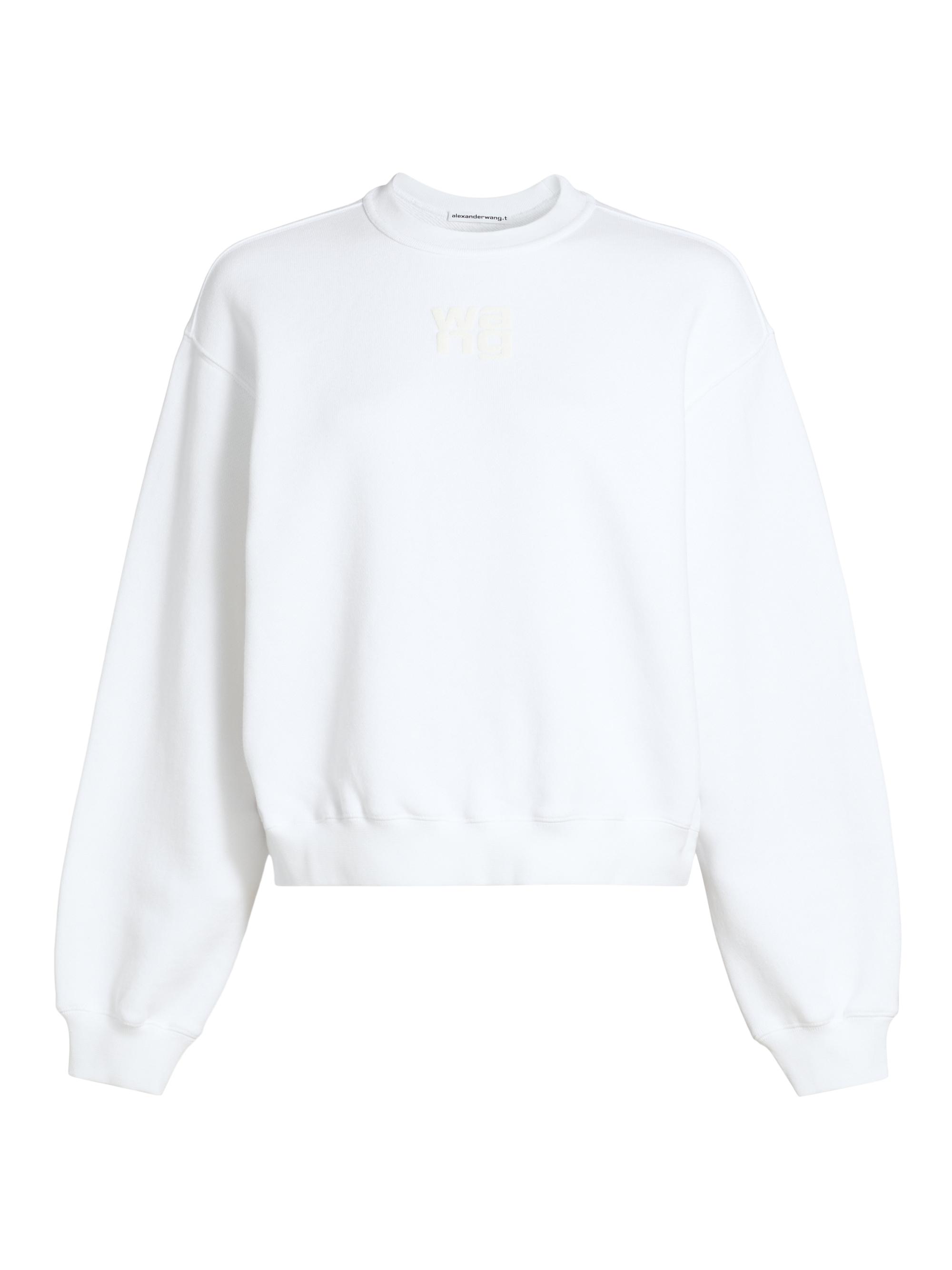 alexander wang ストラクチャードテリーパフロゴスウェット　ホワイト Alexander Wang Essential Terry Puff Logo Sweatshirt | Saks Fifth
