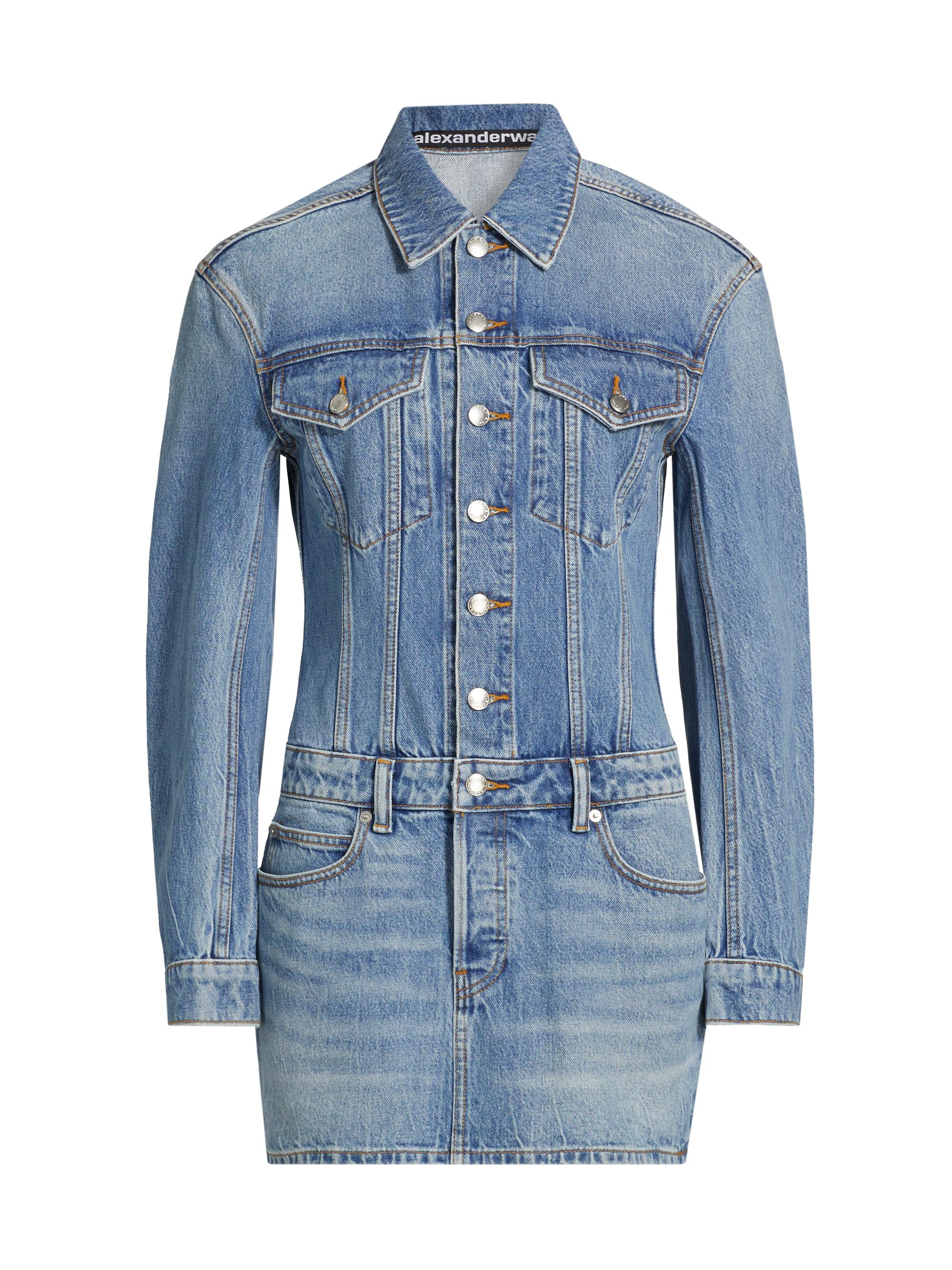 Alexander Wang Denim Embossed Logo Minidress | Saks Fifth Avenue