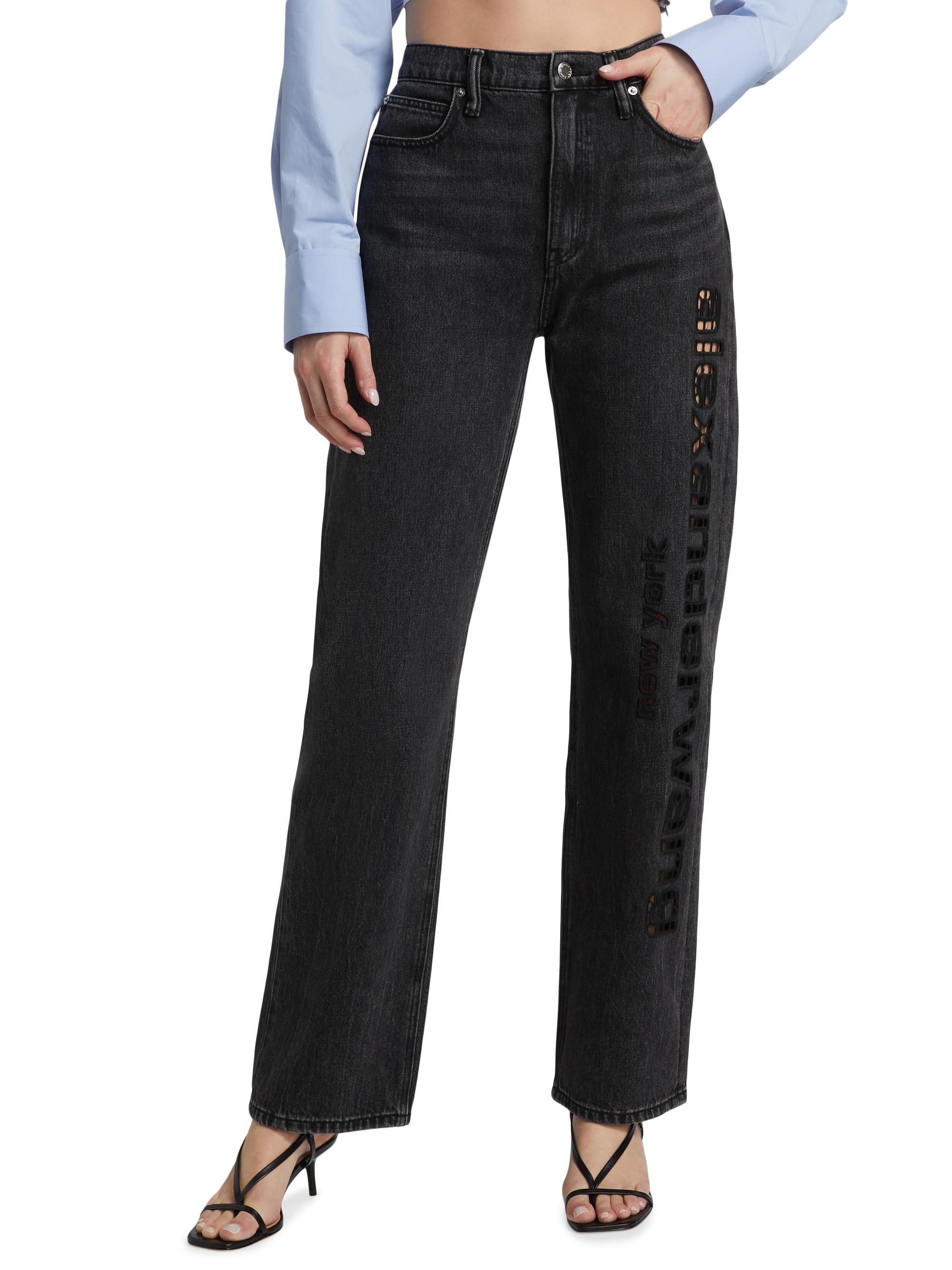 Alexander Wang EZ Slouch Logo Cut Out Embroidered Jeans