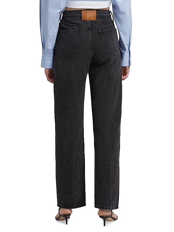Shop Alexander Wang EZ Slouch Logo Cut Out Embroidered Jeans Shop Alexander Wang EZ Slouch Logo Cut Out Embroidered Jeans