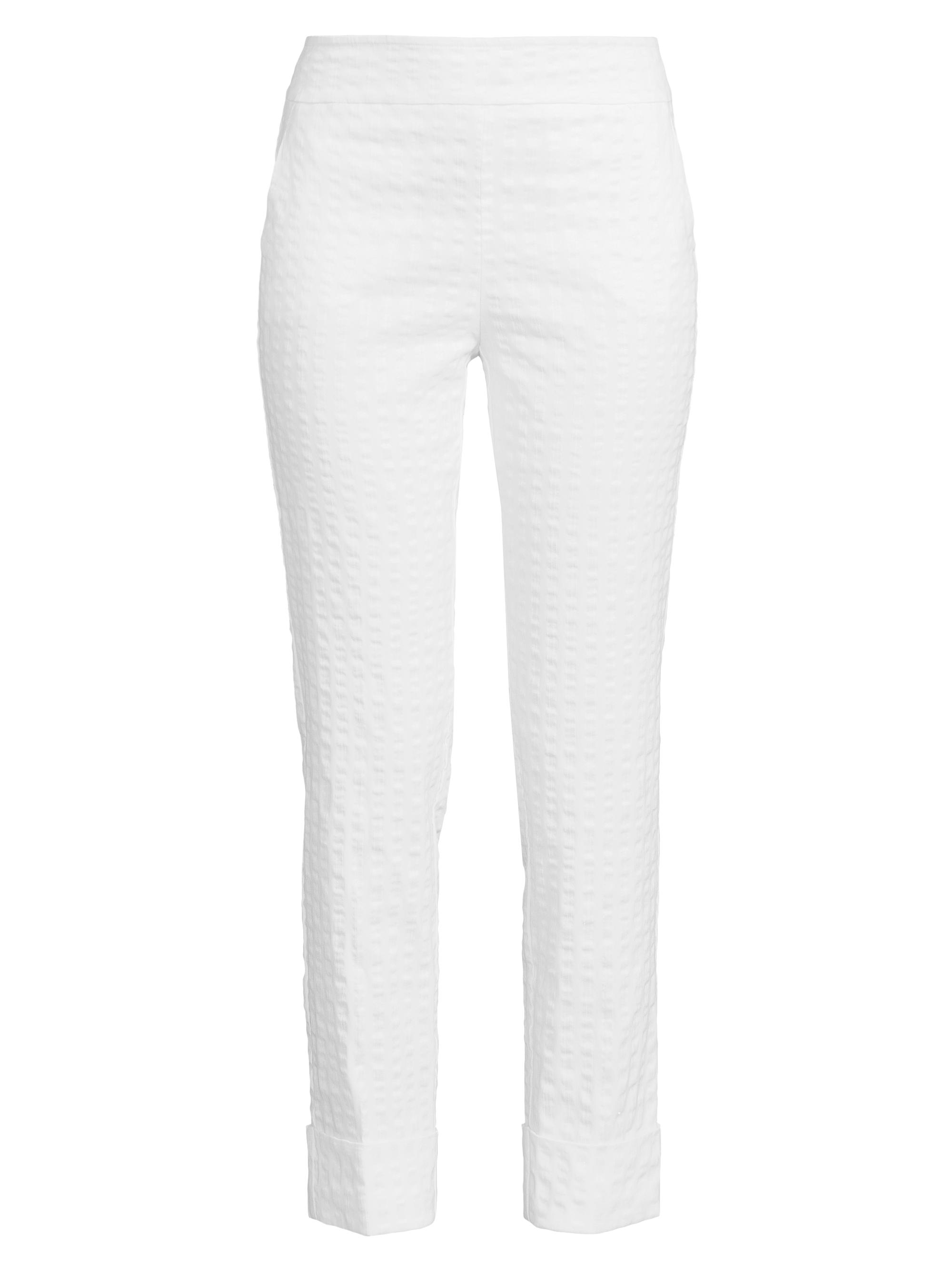 Avenue Montaigne Women's Seersucker Crop Slim Pants - White
