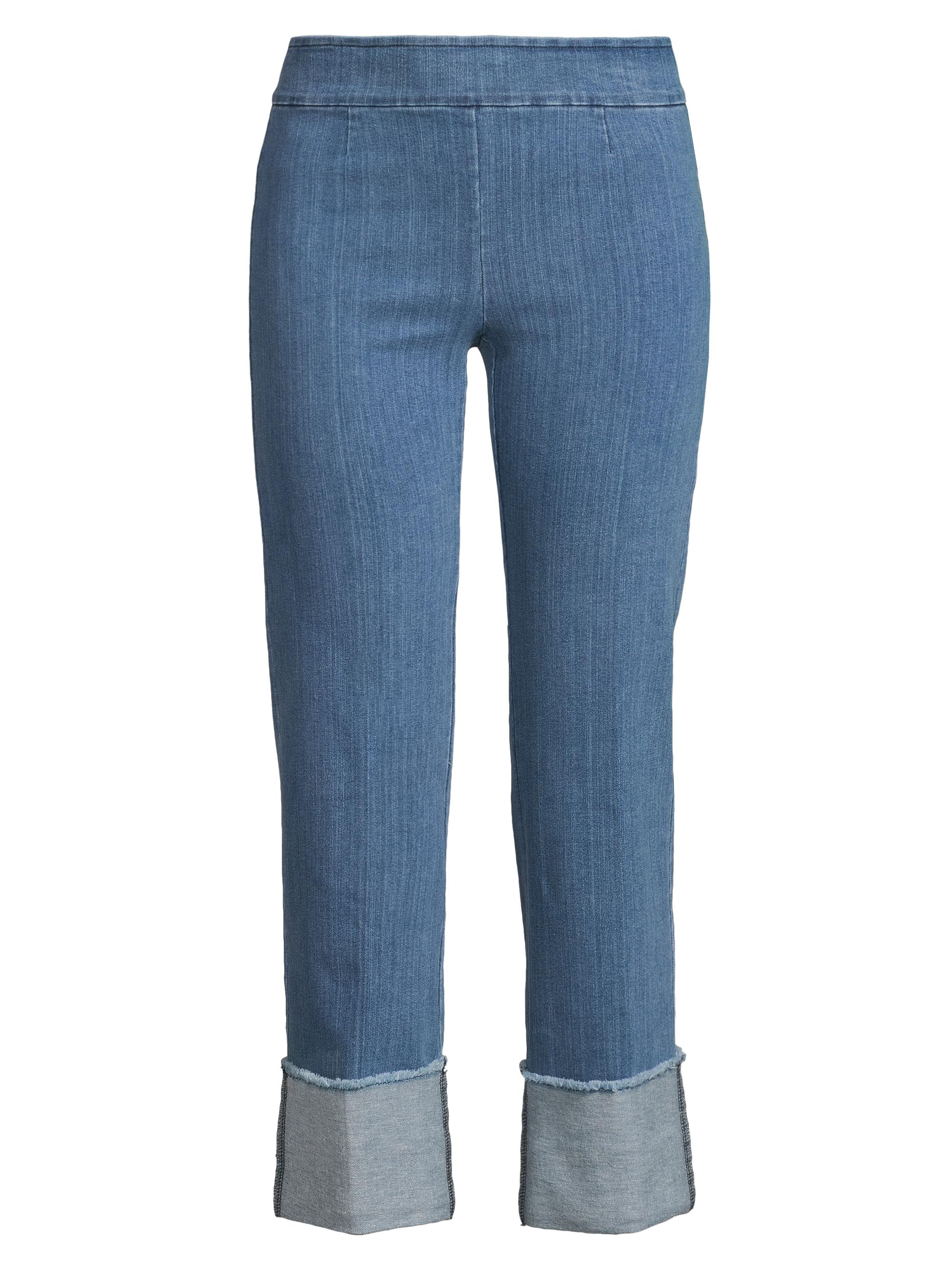 Avenue Montaigne Women's Cropped Cuffed Straight-Leg Pants - Light Denim