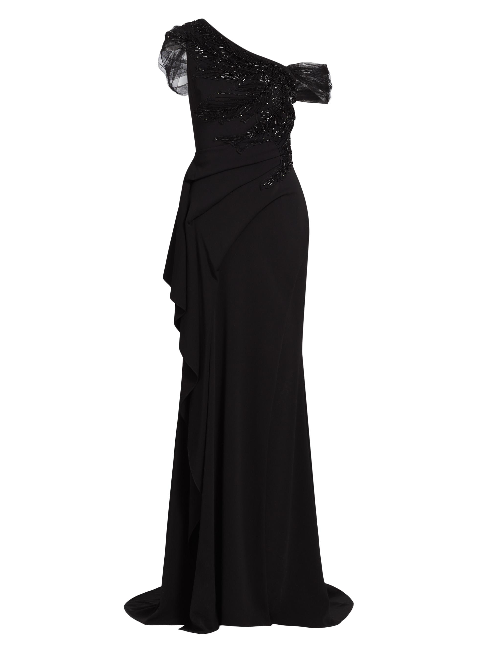 Atelier Prabal Gurung Women's Imogen Beaded Off-the-Shoulder Column Gown - Black