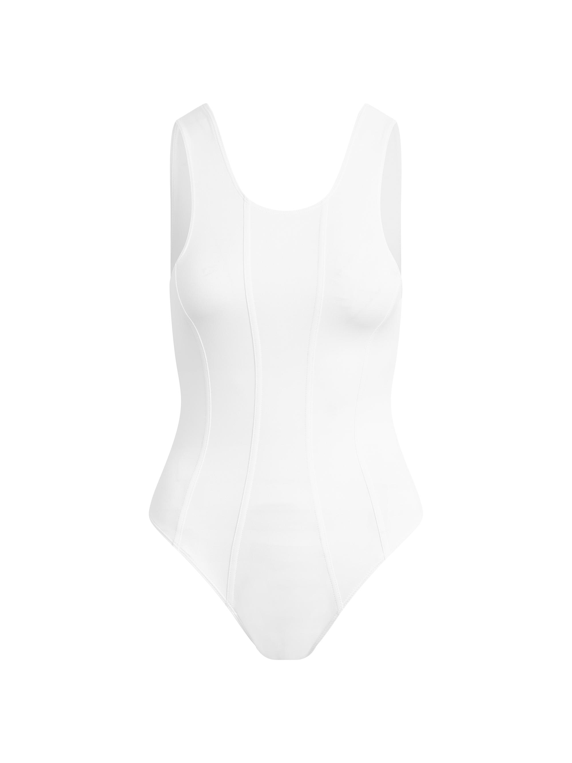 Hudson Jeans Women's Seamed Scoopneck Bodysuit - White