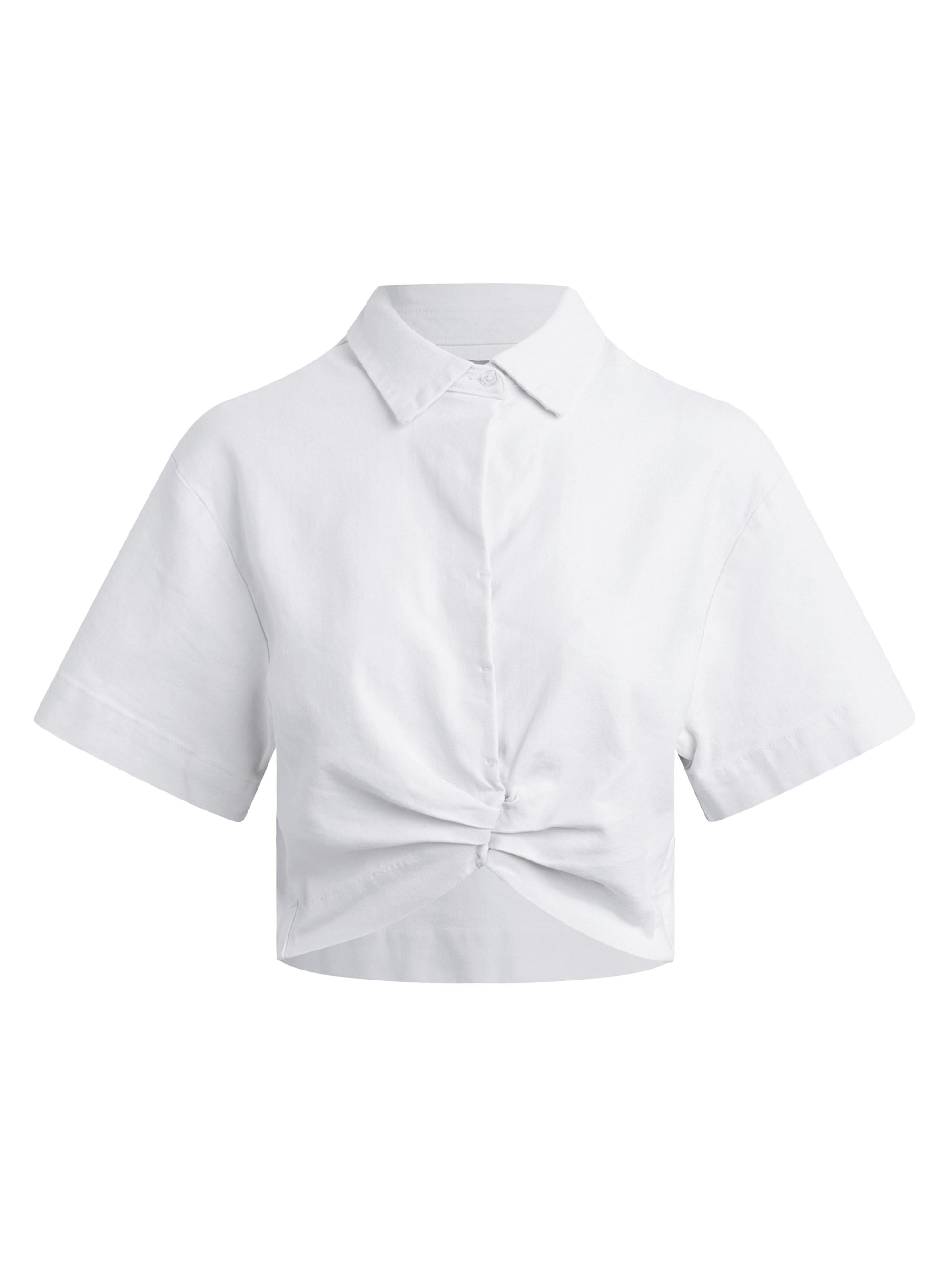 Hudson Jeans Women's Knotted Button-Front Crop Shirt - White