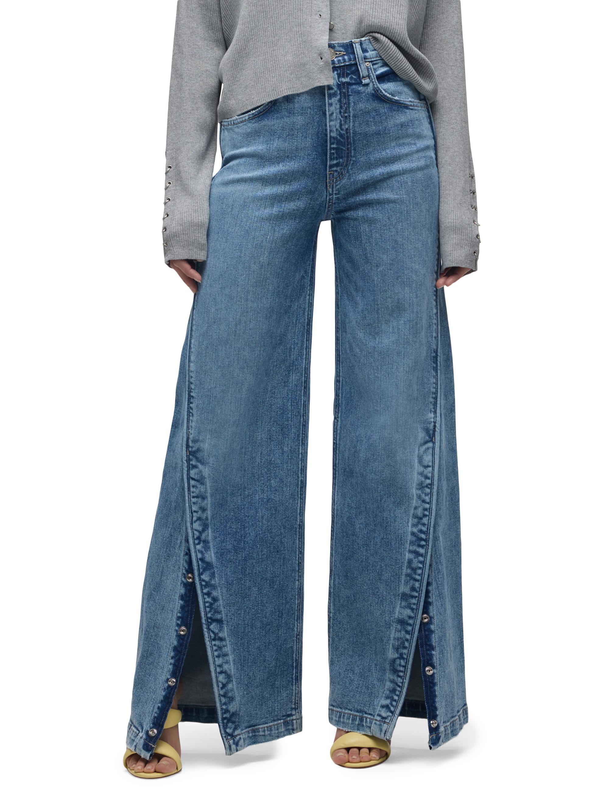 Hudson Jeans Women's James High-Rise Wide-Leg Jeans - Prime Time - detail view in Prime time