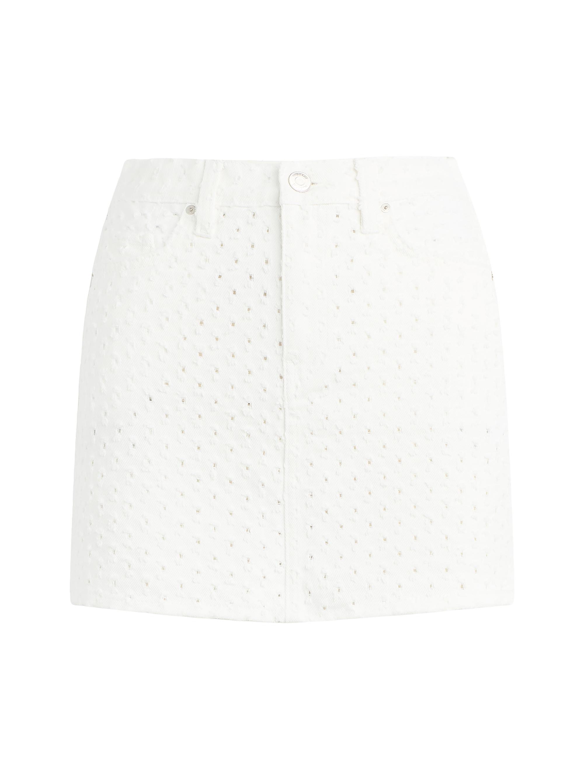 Hudson Jeans Women's The Viper Distressed Cotton Miniskirt - Tattered White