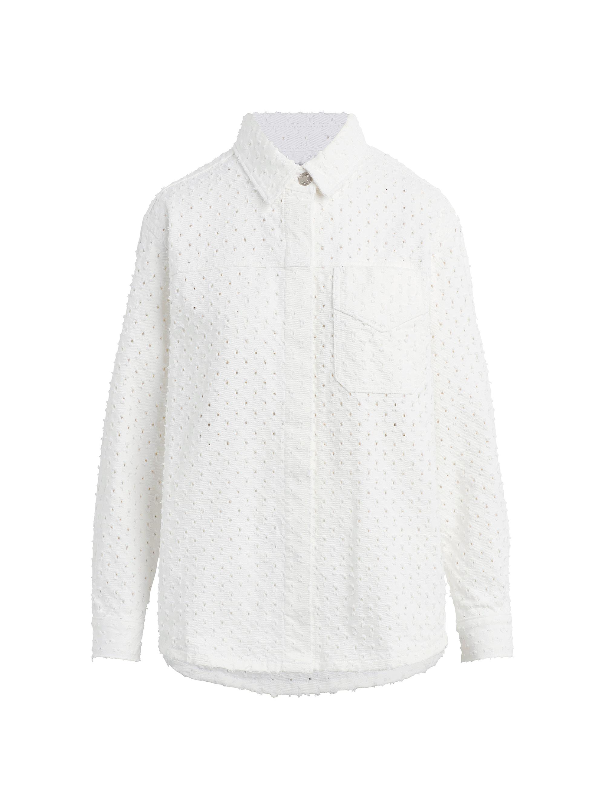 Hudson Jeans Women's Tattered Cotton Shacket - Tattered White