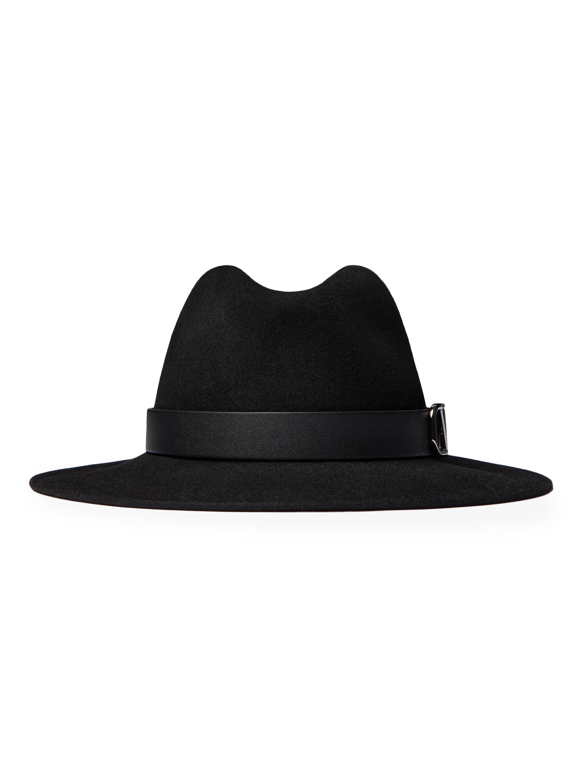 Valentino Garavani Women's VLogo Signature Fur and Leather Fedora Hat - Black