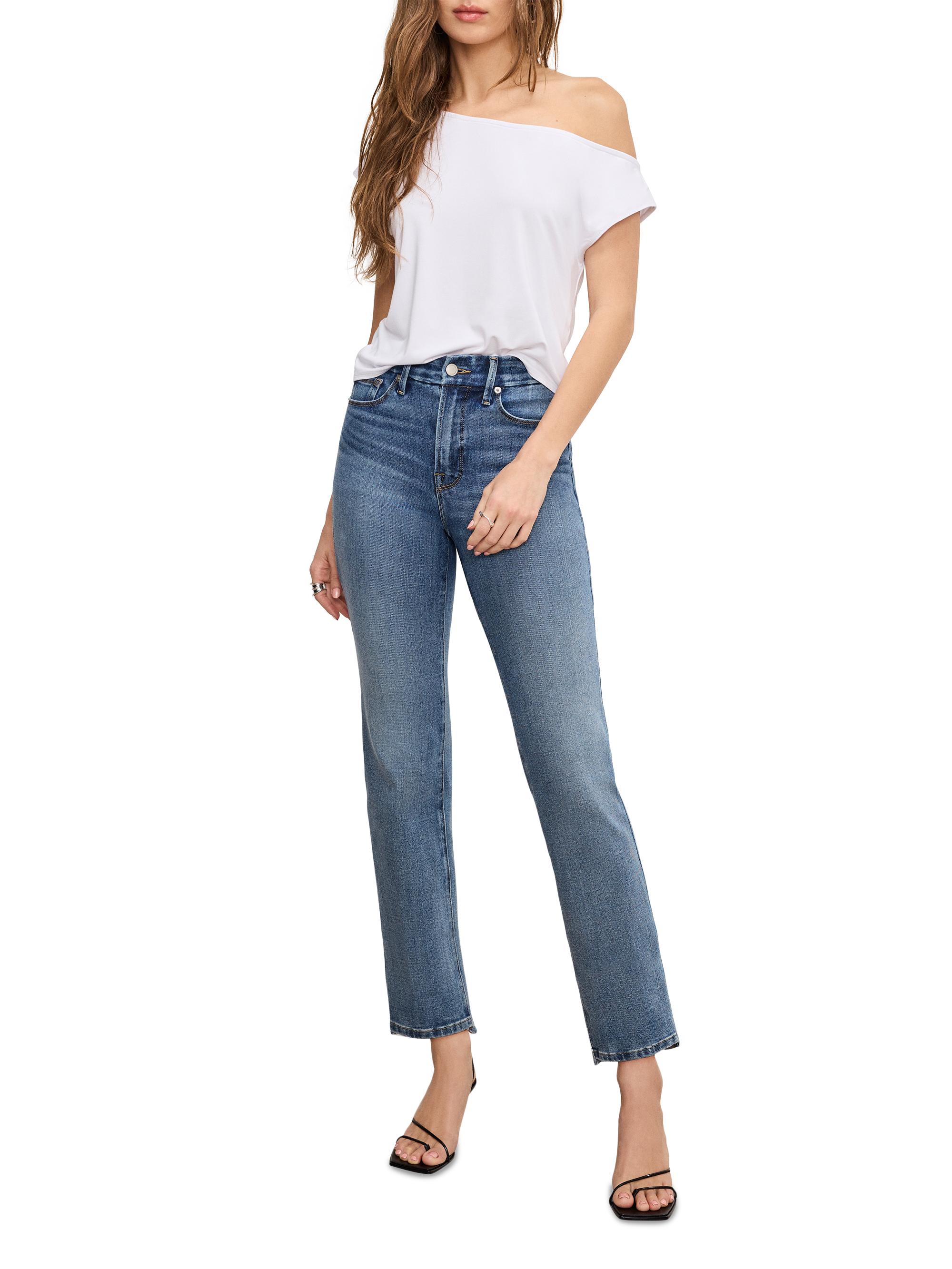 Good American Women's Soft Tech Good Legs Straight Jeans - Indigo