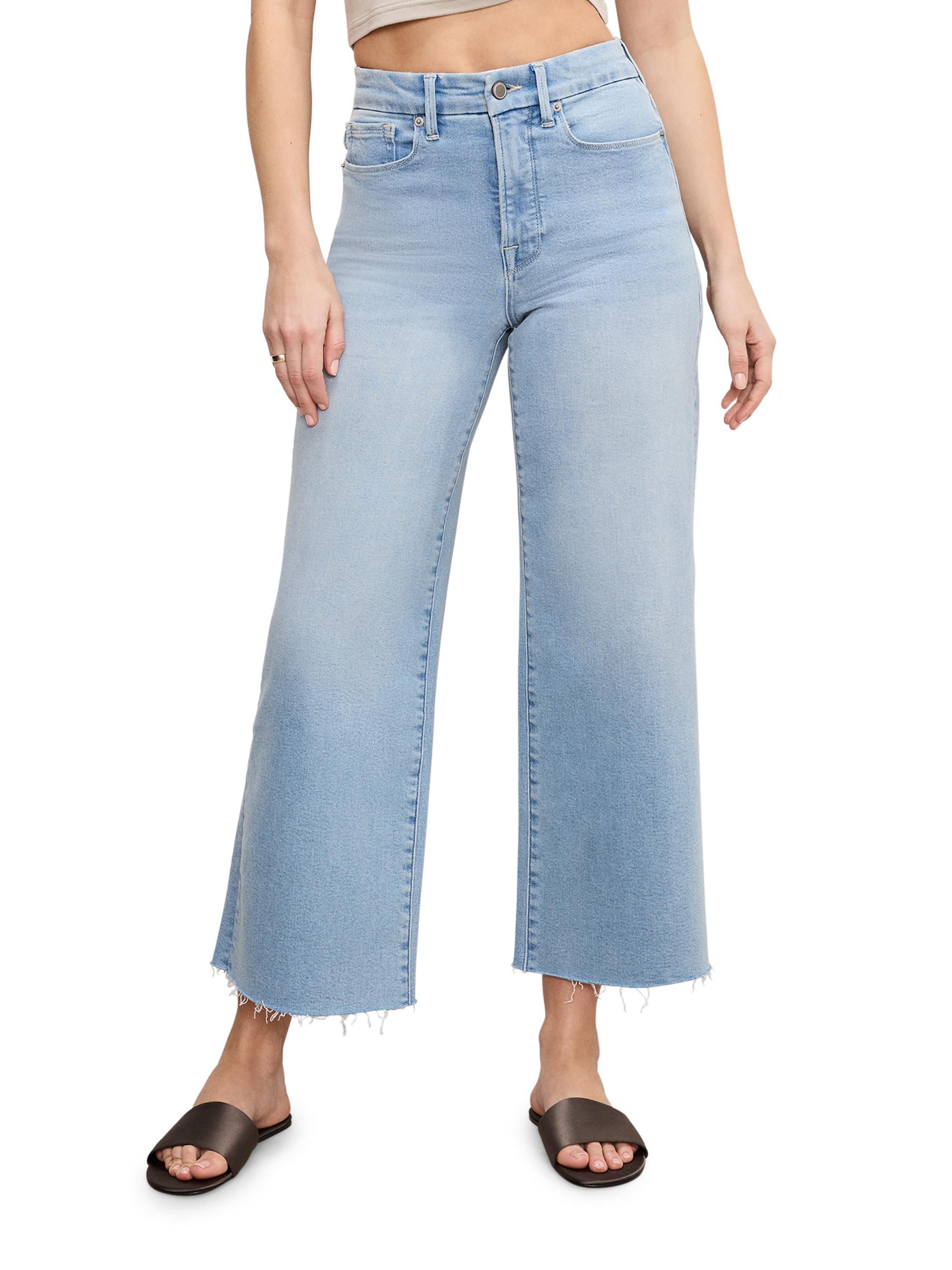 Good American Compression Denim Good Waist Crop Palazzo