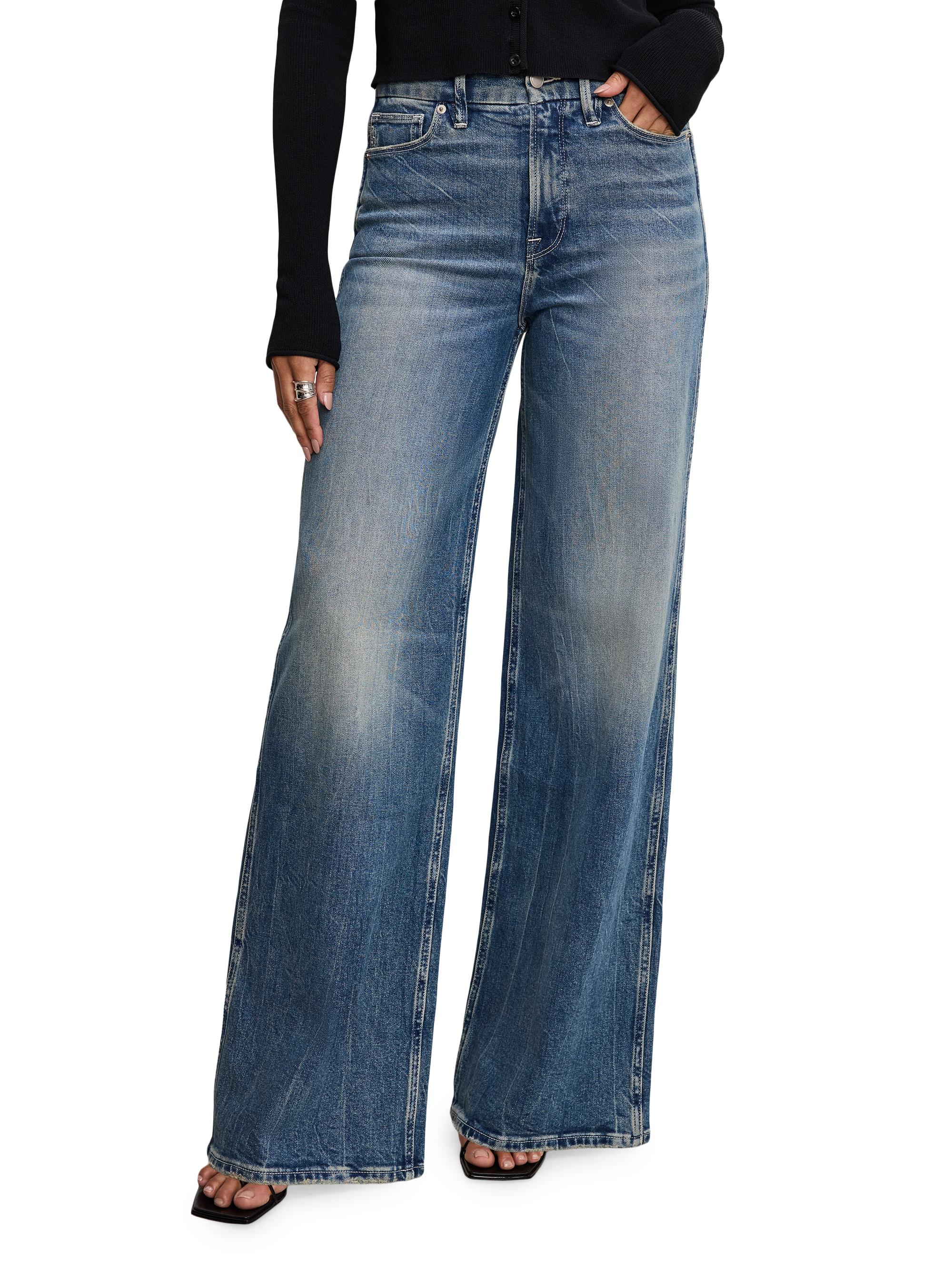 Good American Women's Good Skate High-Rise Wide-Leg Jeans - Indigo