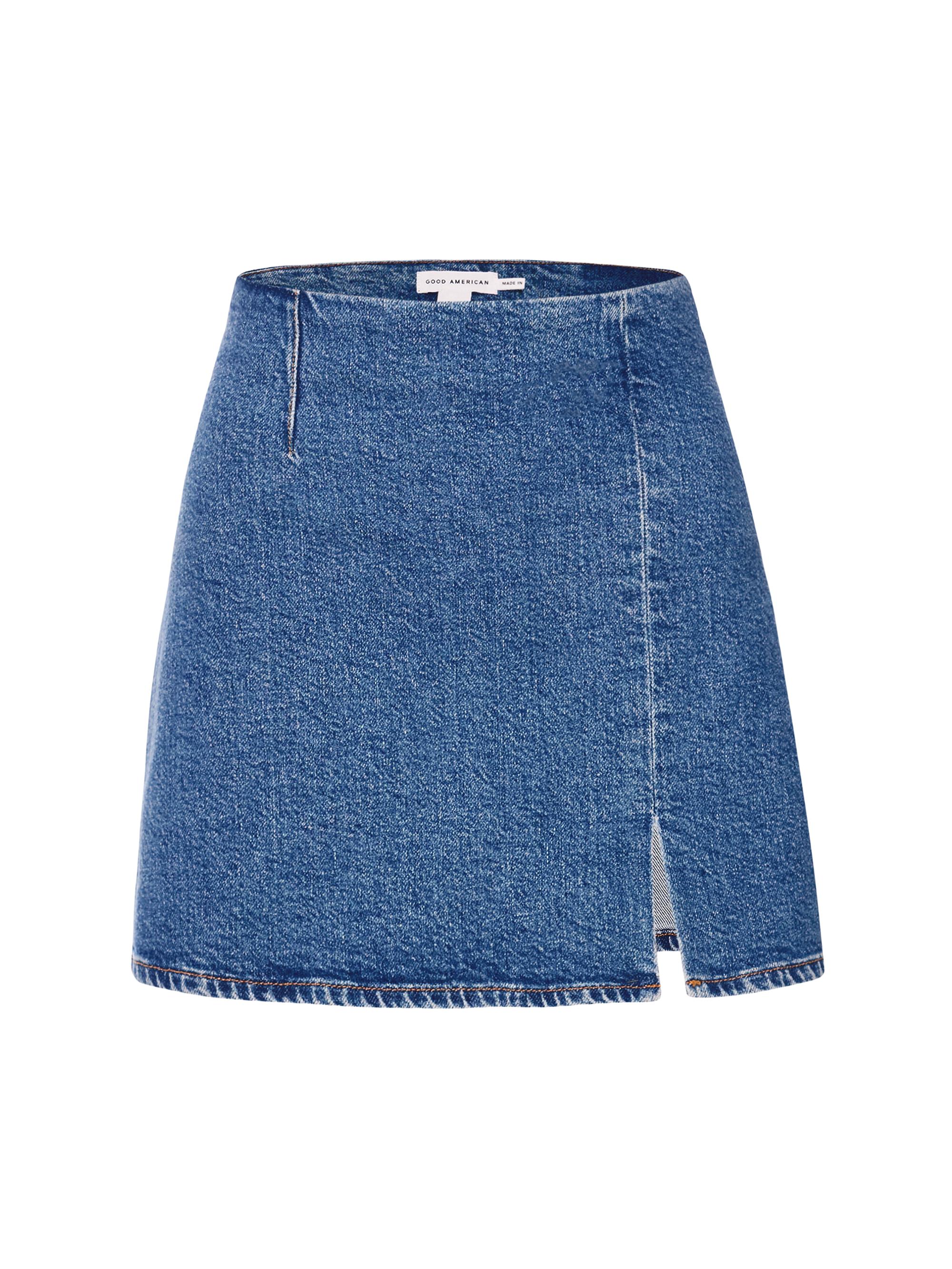 Good American Women's Denim Slit Miniskirt - Indigo
