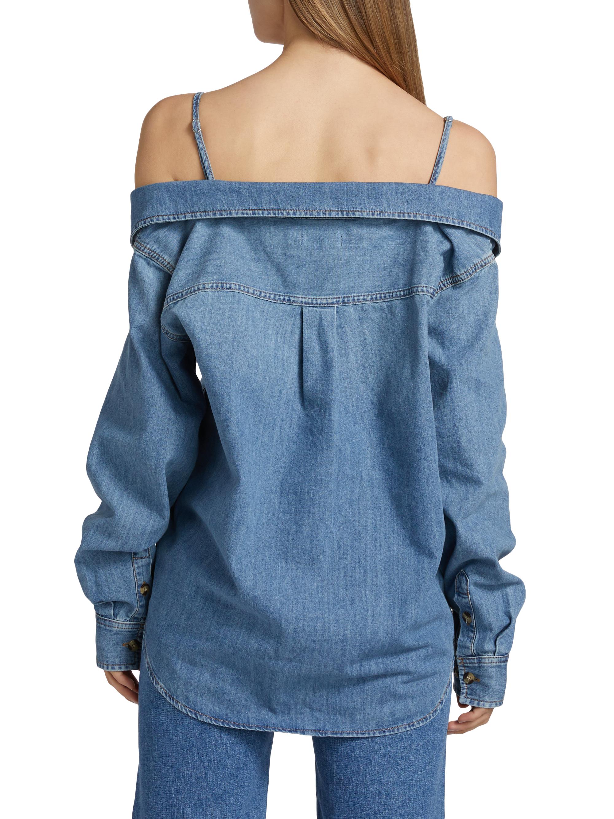 Good American Denim Off-the-Shoulder Shirt | Saks Fifth Avenue