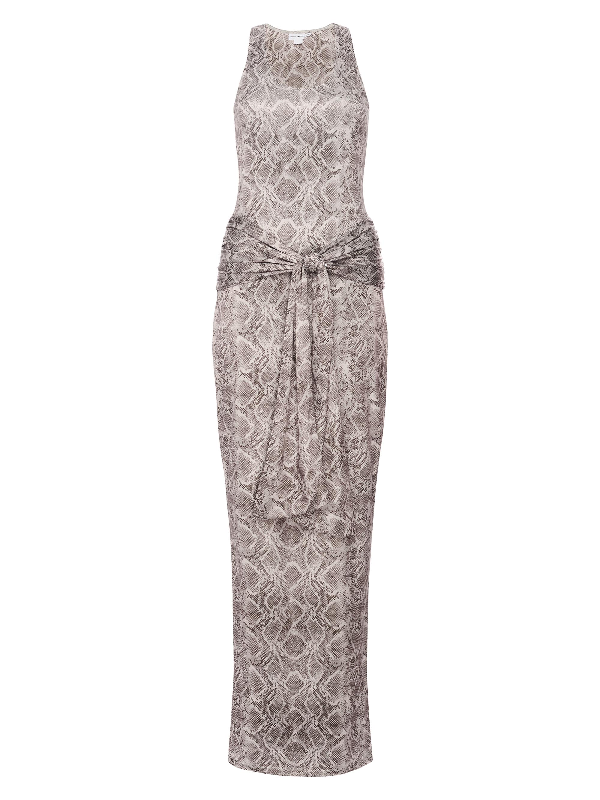 Good American Women's Slinky Jersey Ruched Midi-Dress - Snake Print