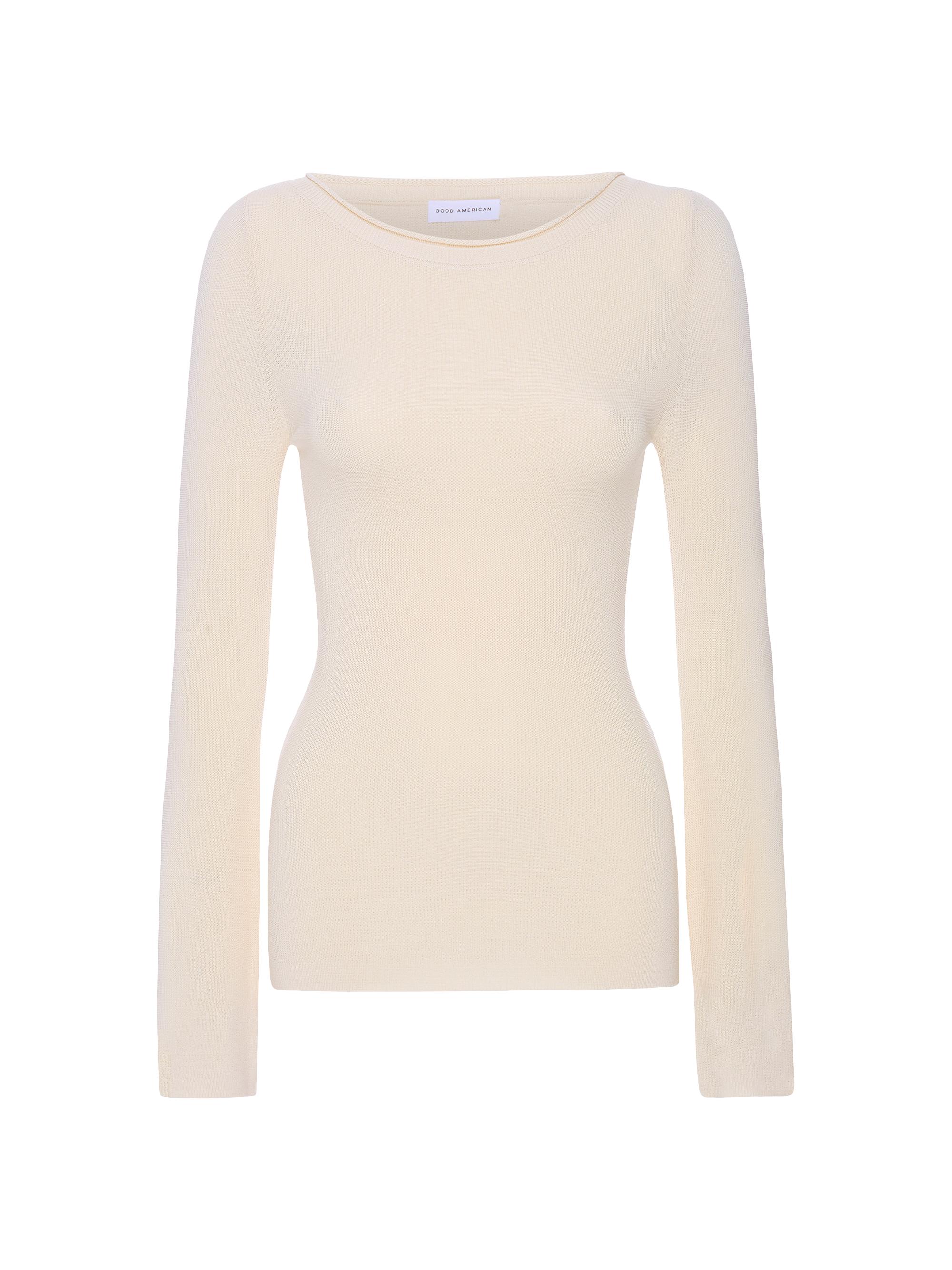 トップス FLATCORD YARN WIDE RIBKNIT BOAT NECK P/O Good American Stretch Rib-Knit Boatneck Top | Saks Fifth Avenue