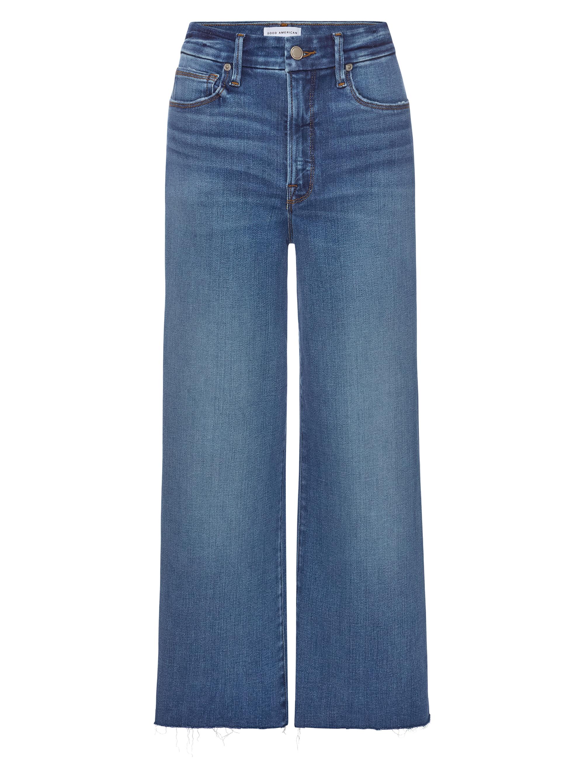 Good American Women's Soft Tech Good Waist Cropped Palazzo Jeans - Indigo