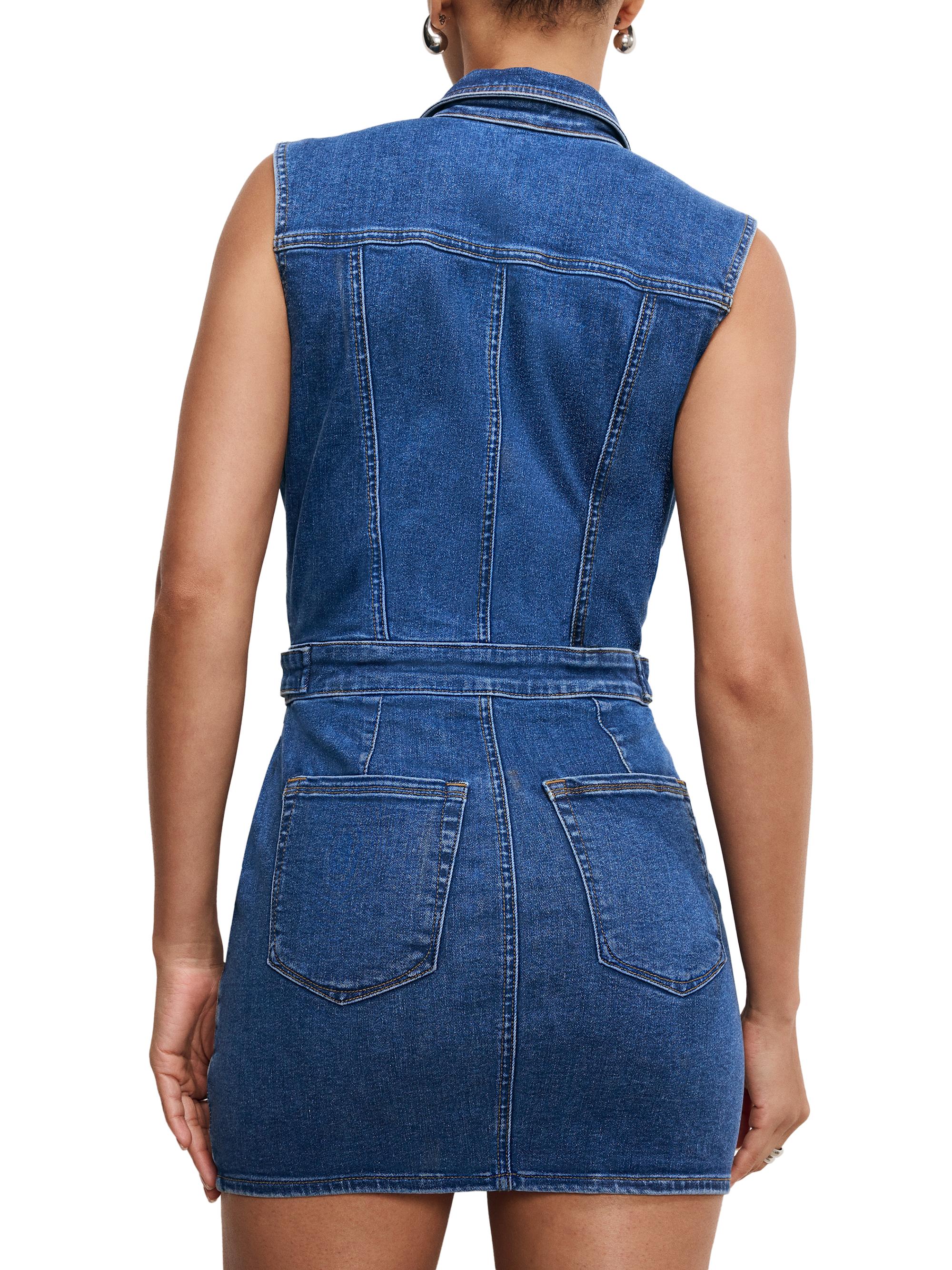 Good American Fit For Success Sleeveless Denim Mini Dress - Blue