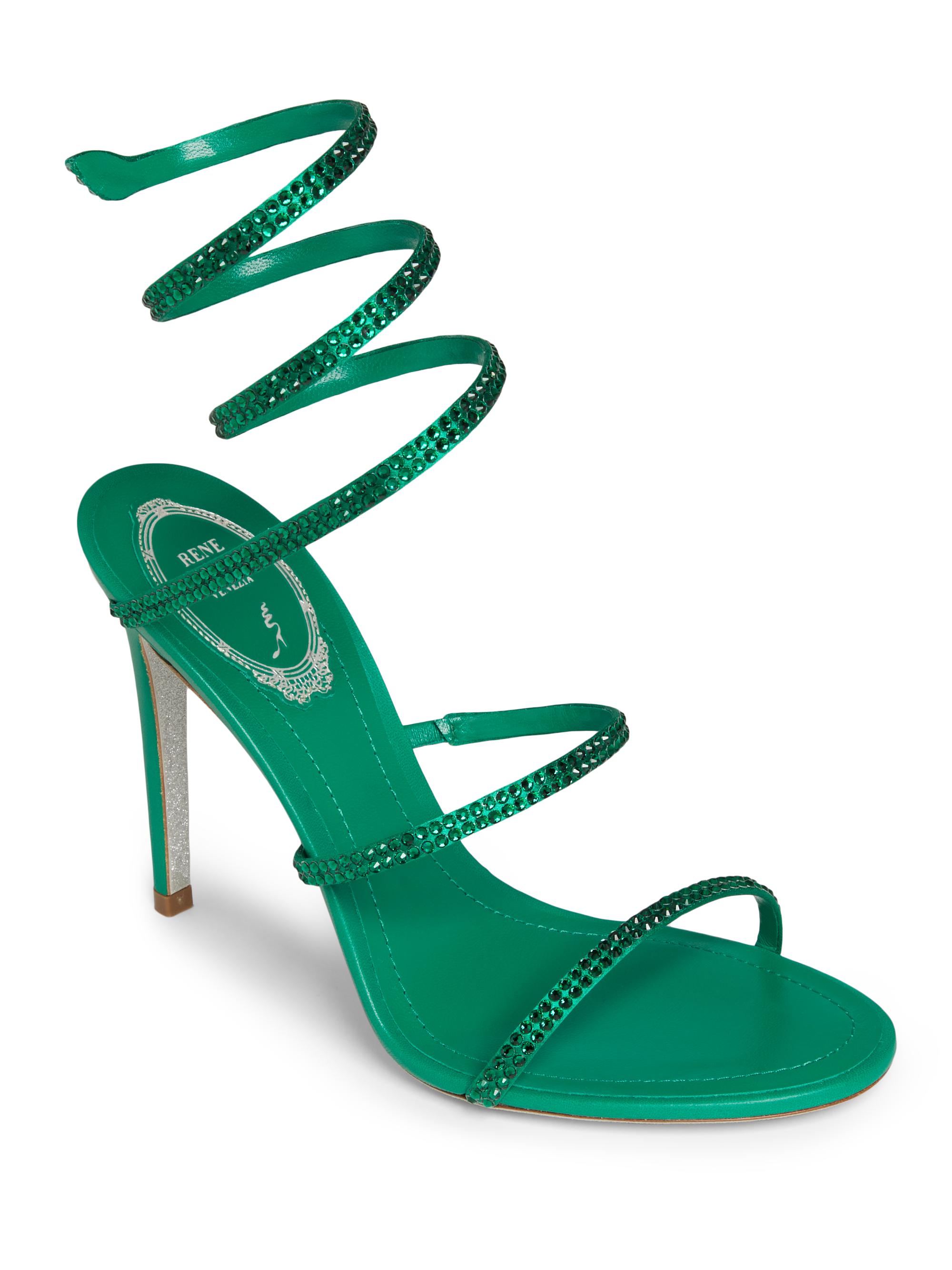 Cleo 105MM Embellished Satin Ankle-Wrap Sandals