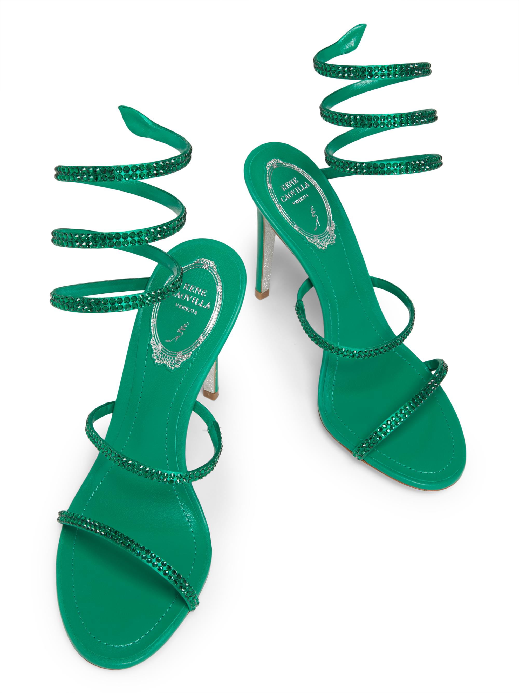 Cleo 105MM Embellished Satin Ankle-Wrap Sandals