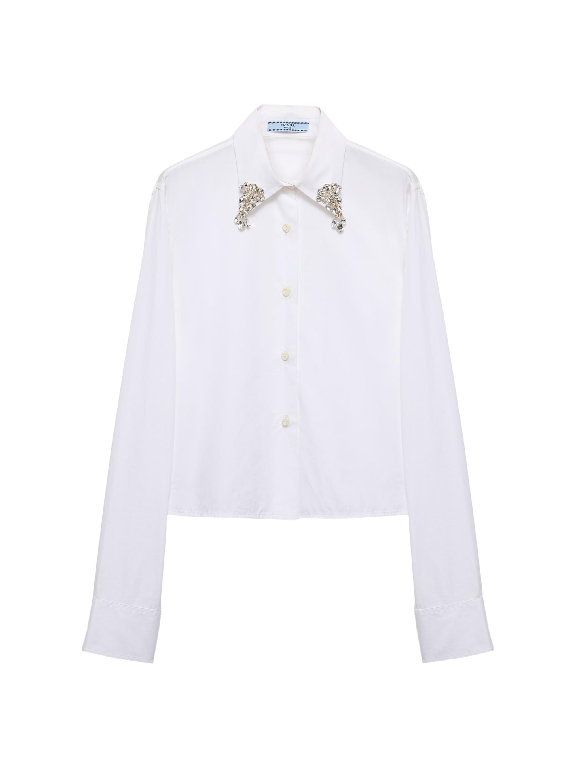 Prada Women's Embroidered Poplin Shirt - White