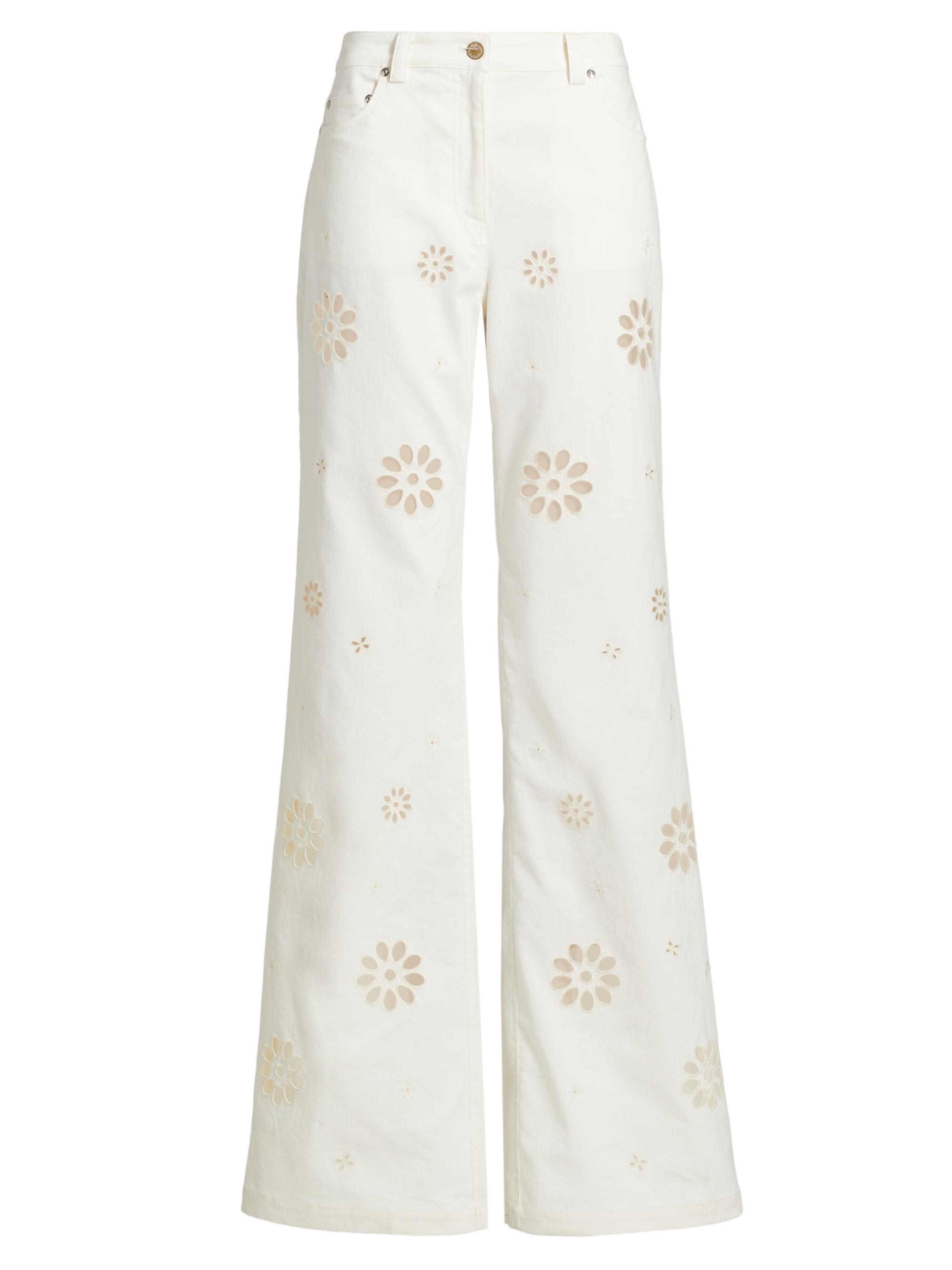 LoveShackFancy Women's Carolette Eyelet Jeans - Optic White