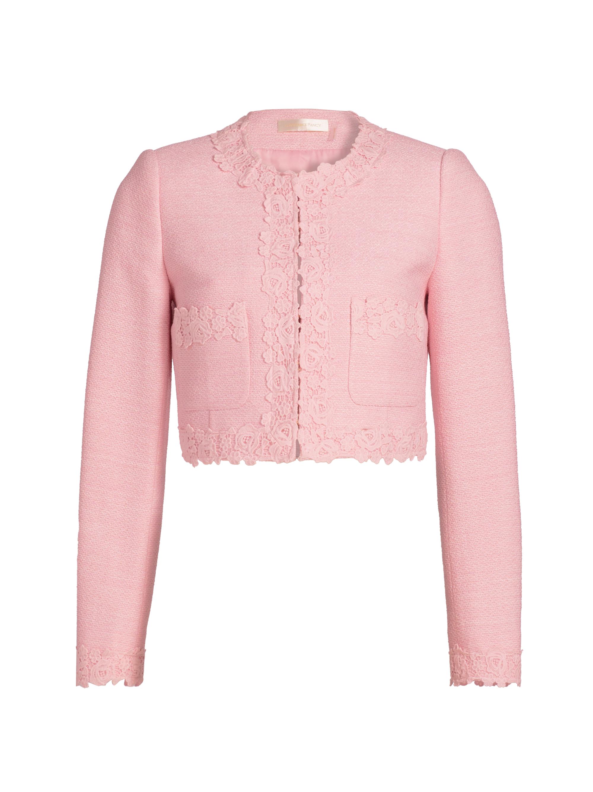 LoveShackFancy Women's Leilana Tweed Crop Jacket - Strawberry Spritz