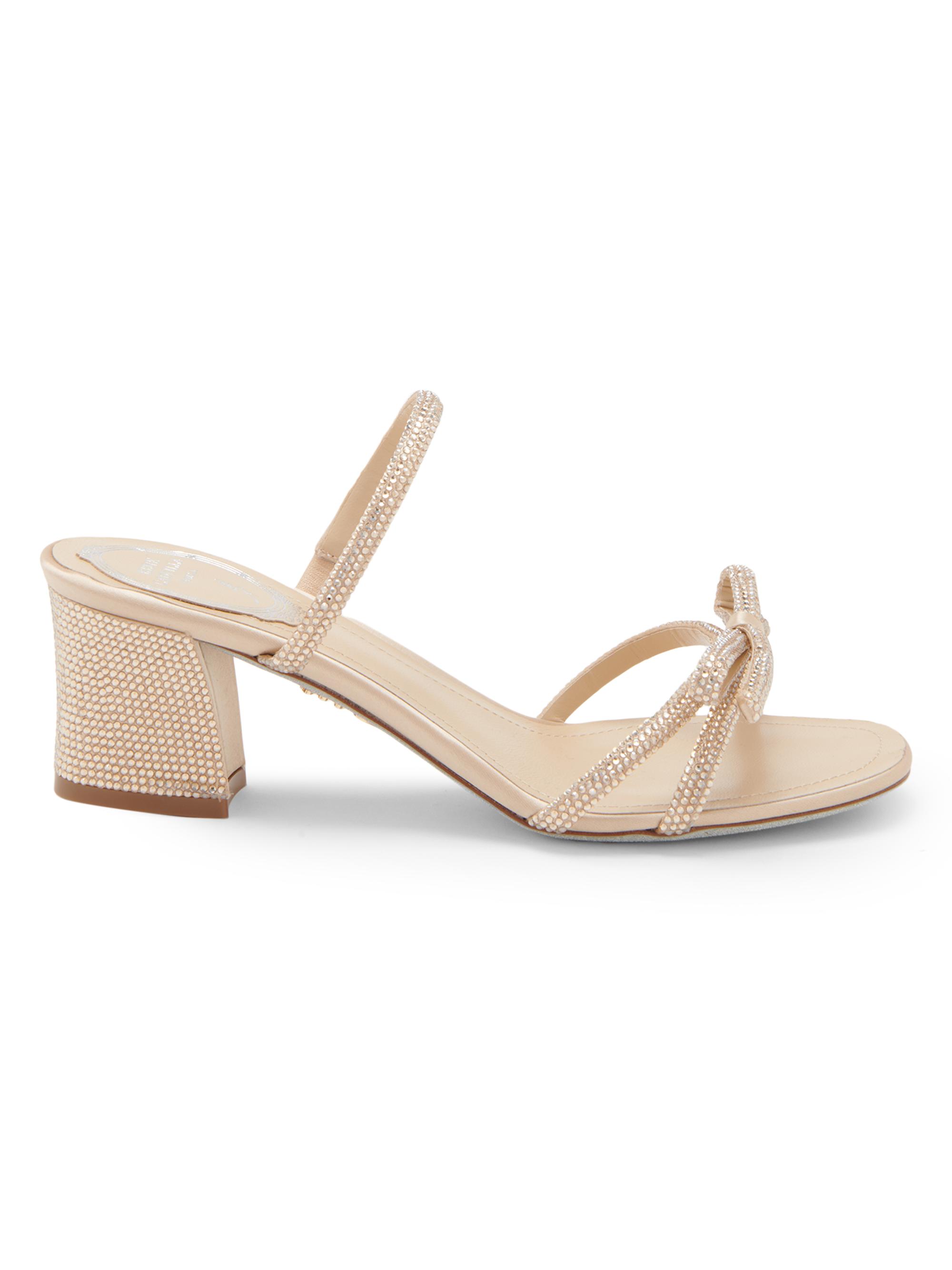René Caovilla Women's Embellished Satin Sandals - Beige