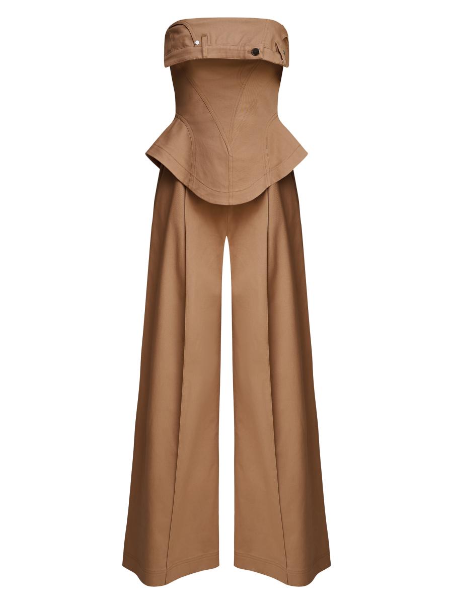 【美品】louren ette wide overall Vネックスエットアンサンブル/セットアップ対応 | ラビアンジェ