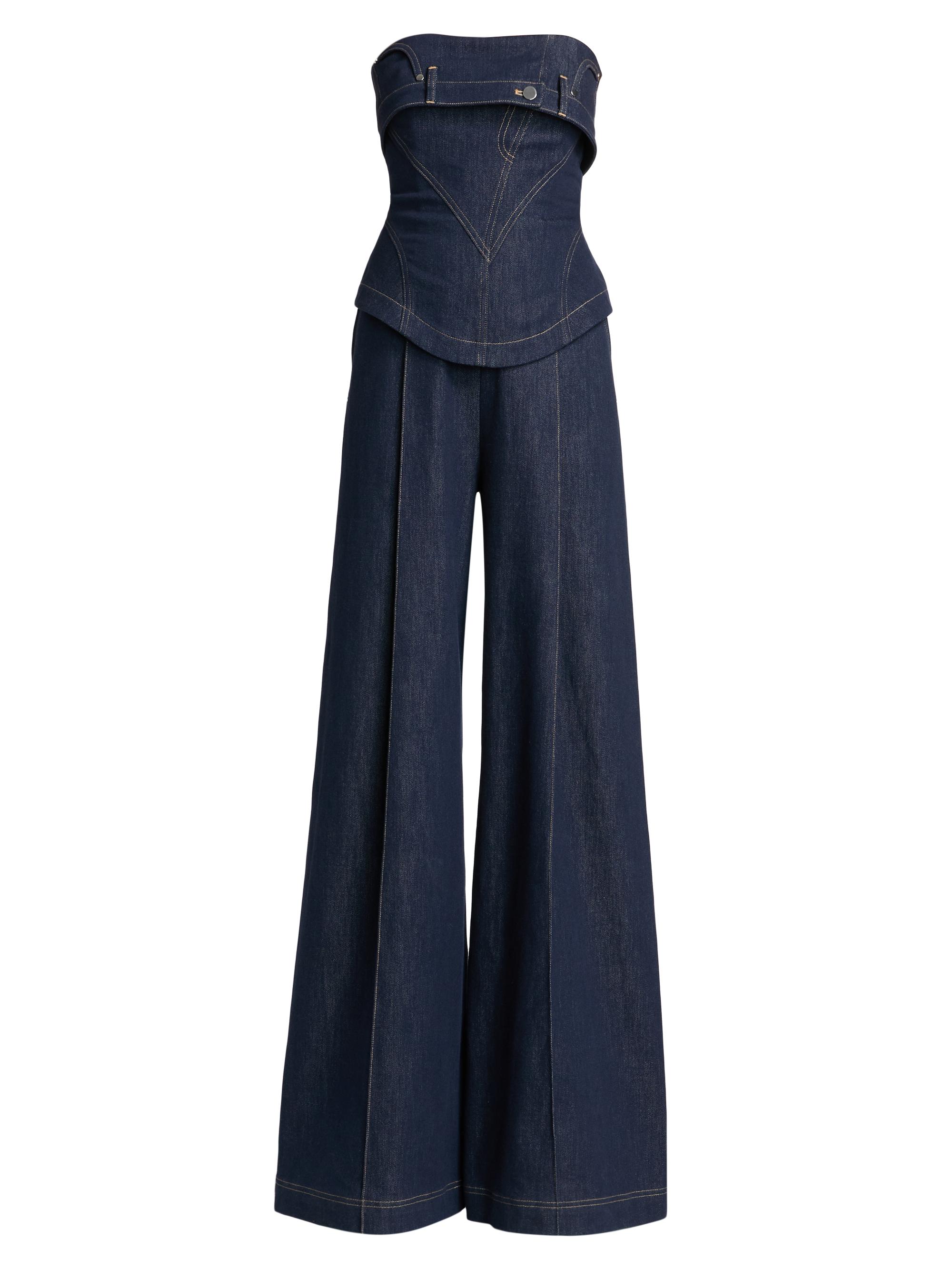 Et Ochs Women's Jordan Denim Corset Wide-Leg Jumpsuit - Midnight